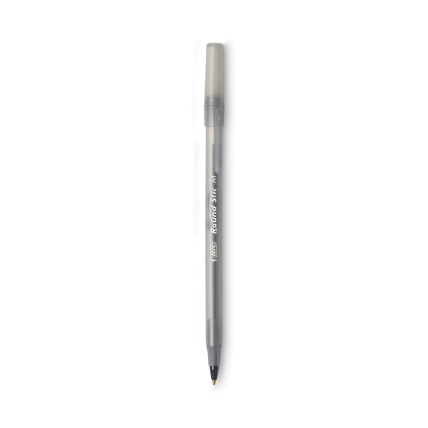 Round Stic Xtra Life Ballpoint Pen, Stick, Medium 1 mm, Black Ink, Translucent Black Barrel, Dozen -