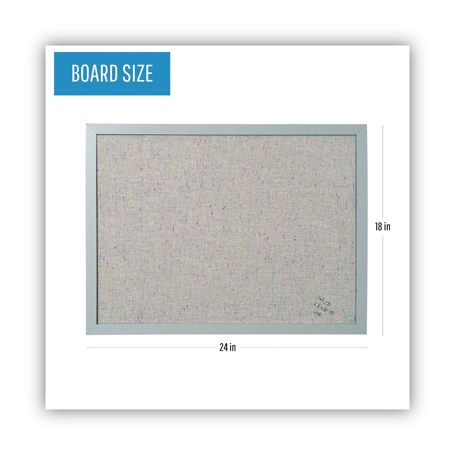 Designer Fabric Bulletin Board, 24 x 18, Gray Surface, Gray MDF Wood Frame -