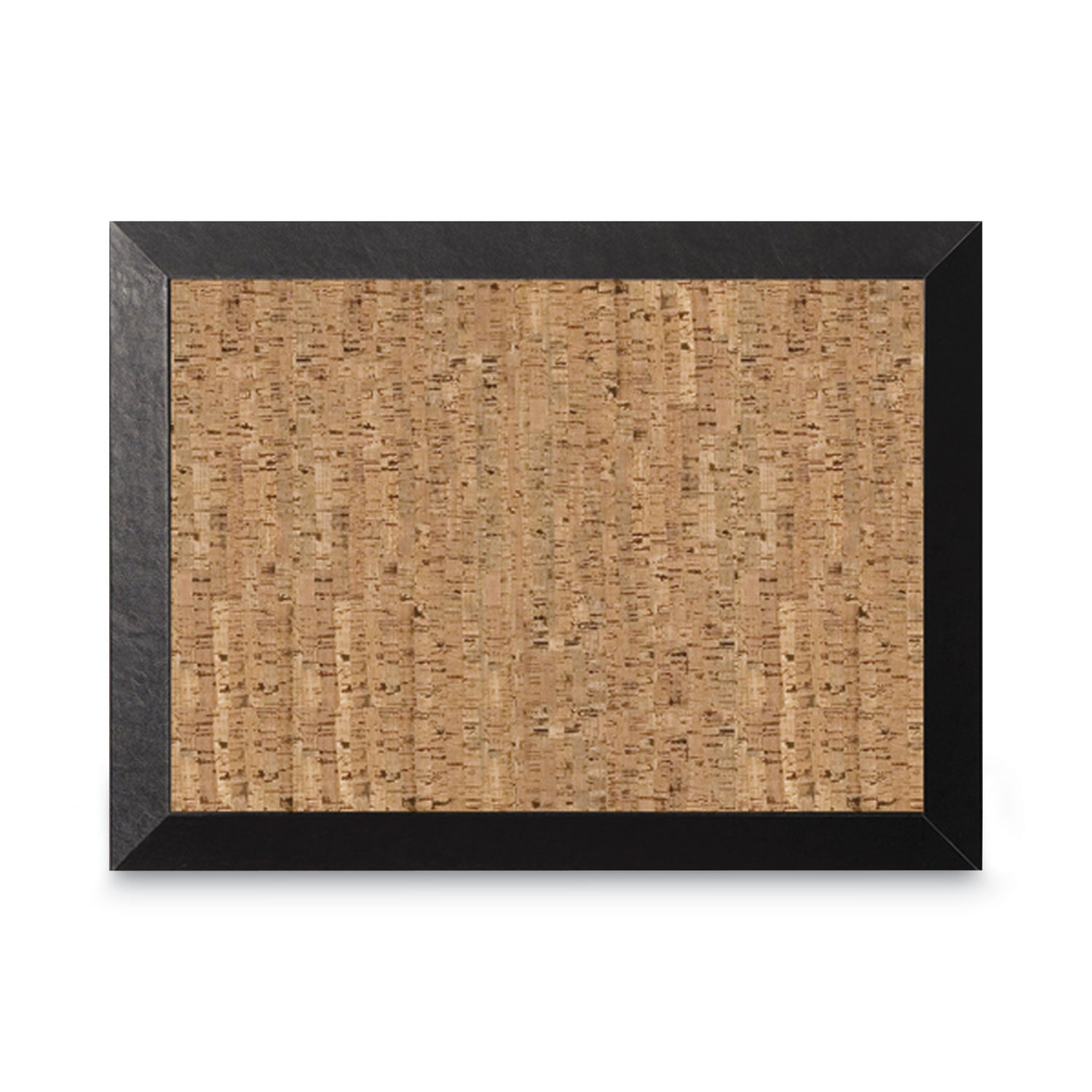 Natural Cork Bulletin Board, 24 x 18, Tan Surface, Black Wood Frame -