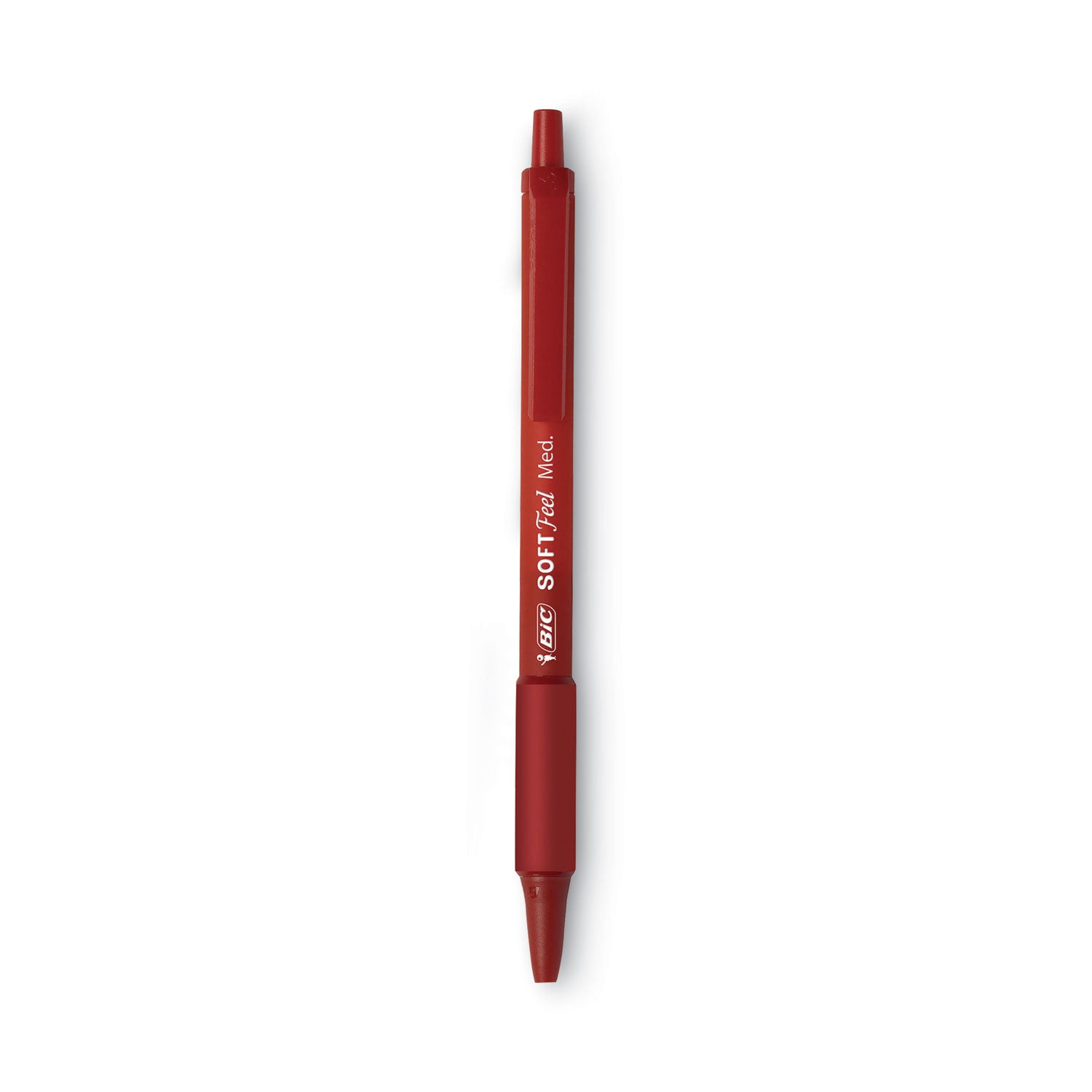 Soft Feel Ballpoint Pen, Retractable, Medium 1 mm, Red Ink, Red Barrel, Dozen -
