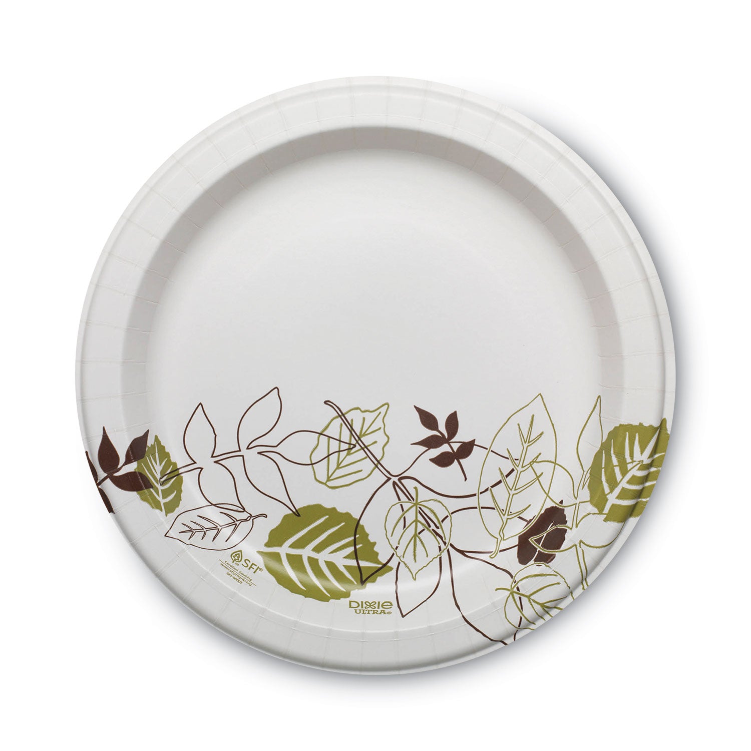 Pathways Soak Proof Shield Heavyweight Paper Plates, 10.13" dia, Green/Burgundy, 125/Pack -