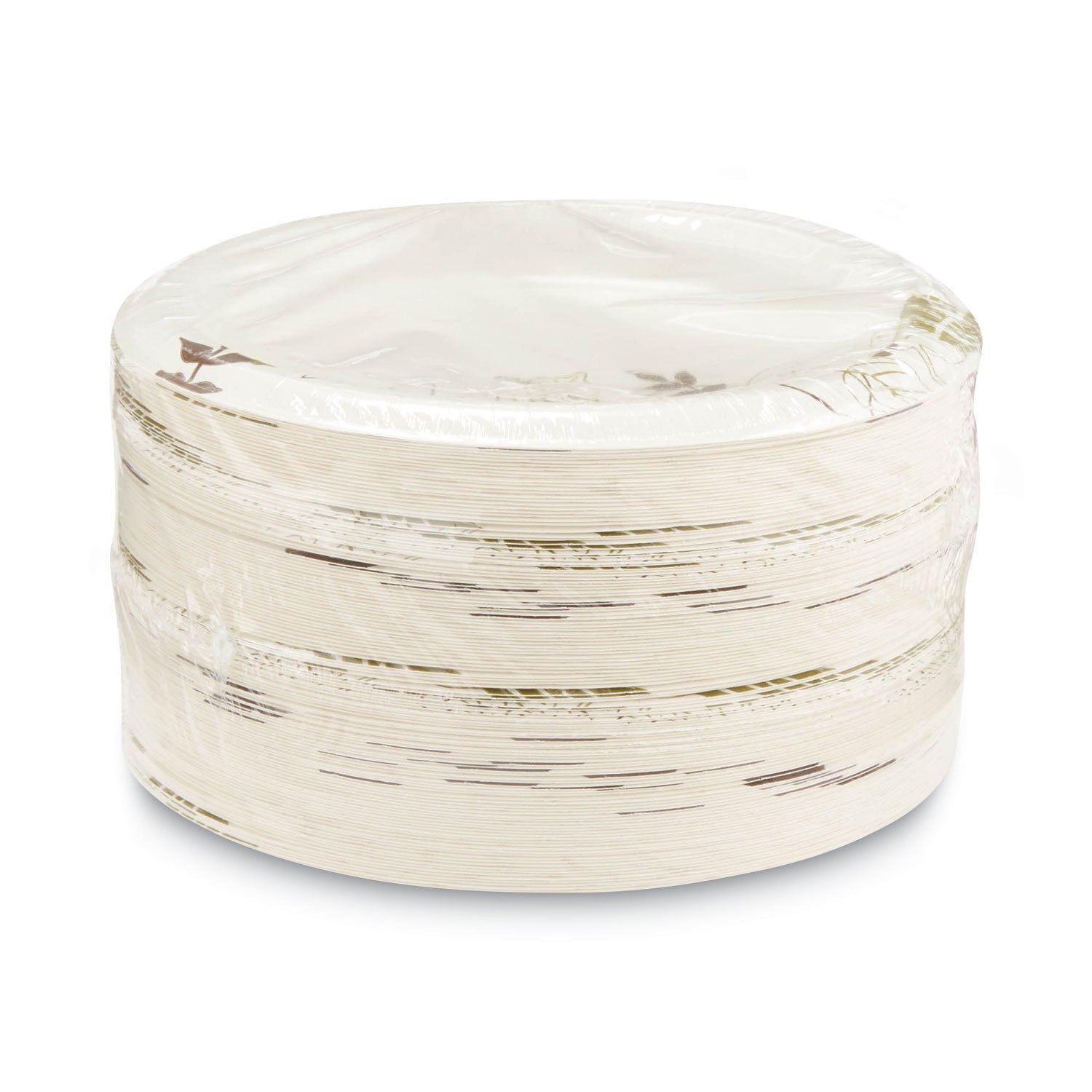 Pathways Soak-Proof Shield Mediumweight Paper Plates, 8.5" dia, Green/Burgundy, 125/Pack -