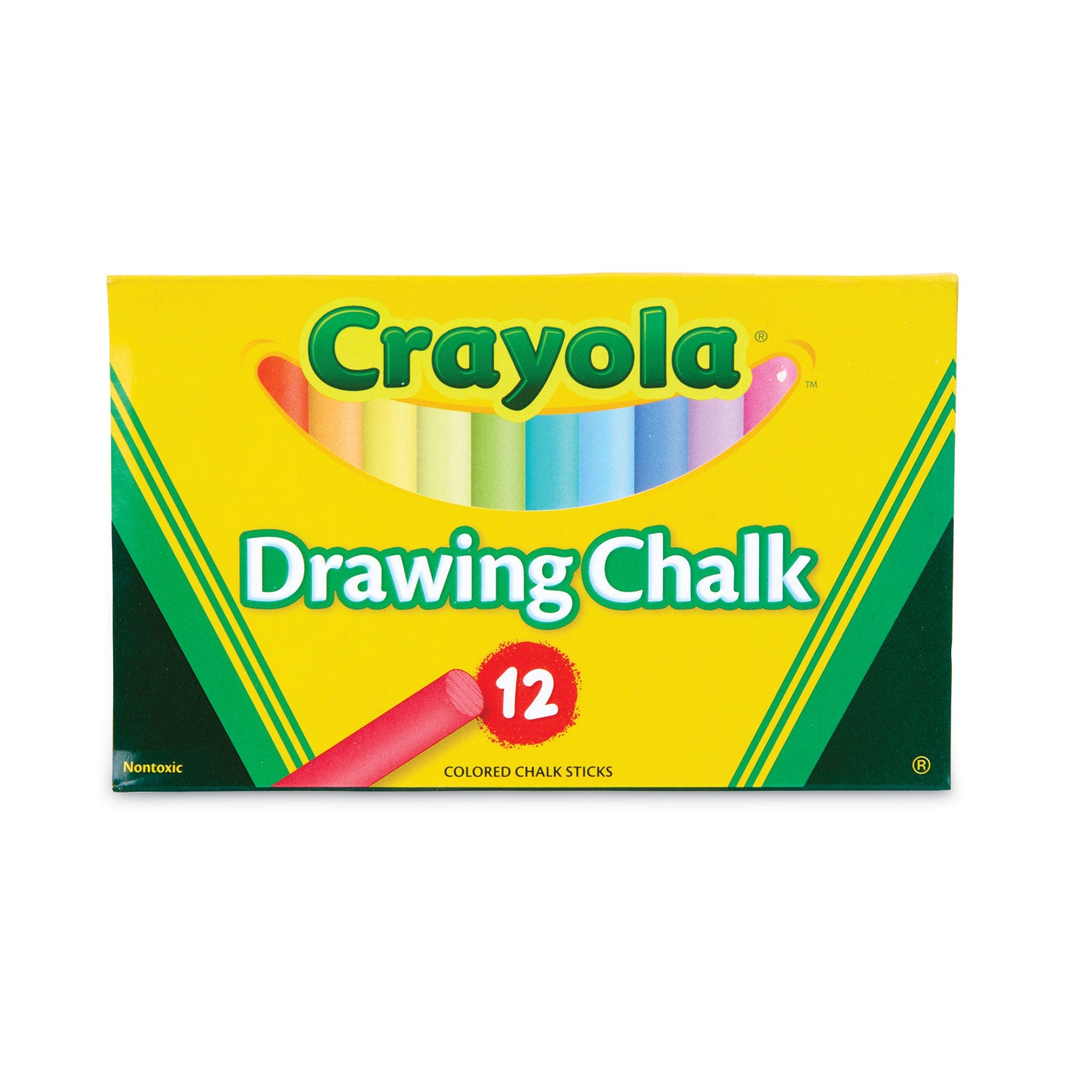 Colored Drawing Chalk, 3.19" x 0.38" Diameter, 12 Assorted Colors 12 Sticks/Set -