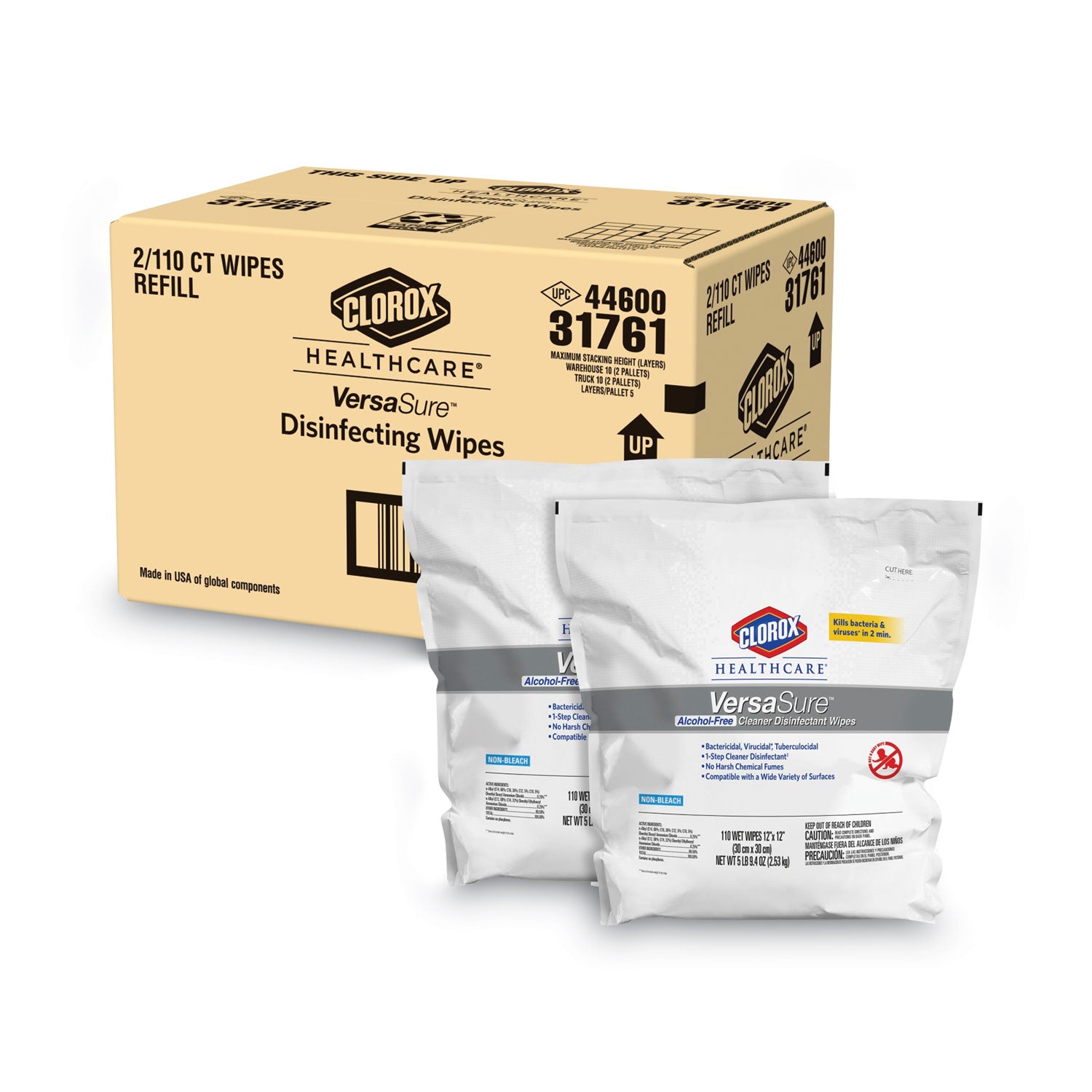 versasure-cleaner-disinfectant-wipes-1-ply-12-x-12-fragranced-white-110-pouch-2-pouches-carton_clo31761 - 1