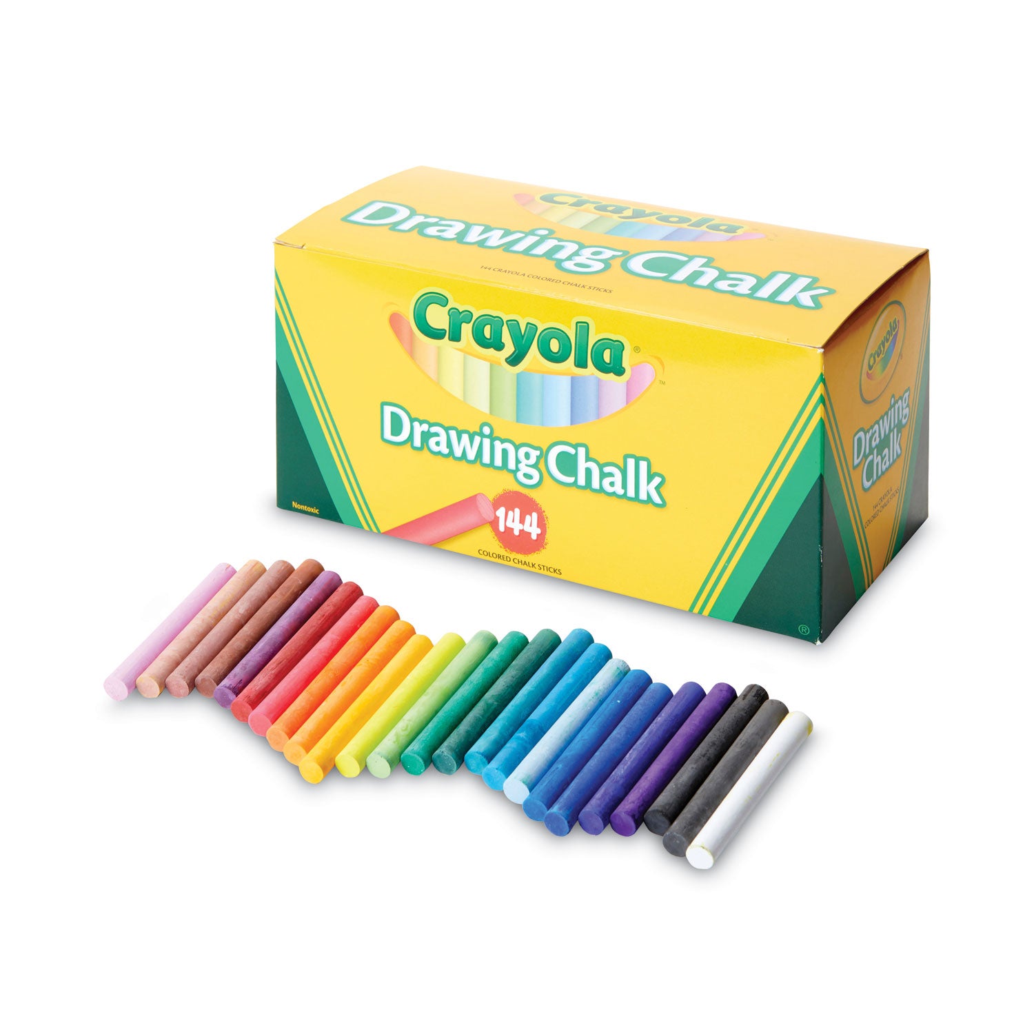 Colored Drawing Chalk, 3.19" x 0.38" Diameter, Six Each of 24 Assorted Colors, 144 Sticks/Set -