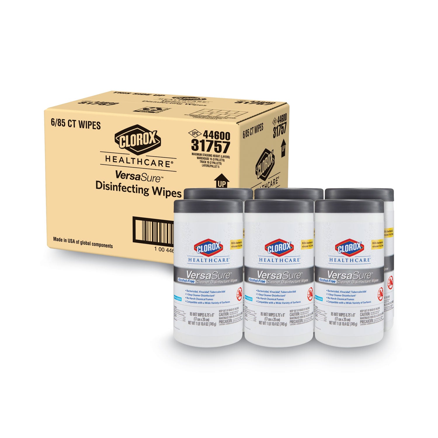 versasure-cleaner-disinfectant-wipes-1-ply-675-x-8-fragranced-white-85-canister-6-canisters-carton_clo31757 - 1