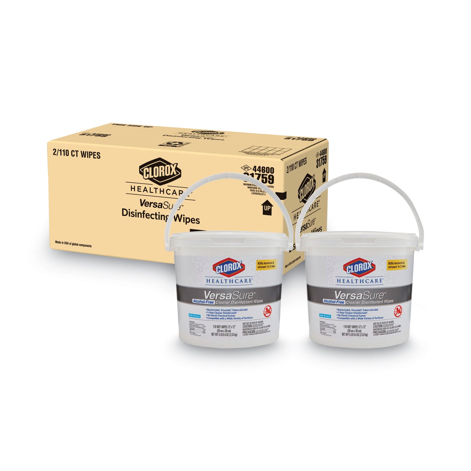 versasure-cleaner-disinfectant-wipes-1-ply-12-x-12-fragranced-white-110-bucket-2-buckets-carton_clo31759 - 1