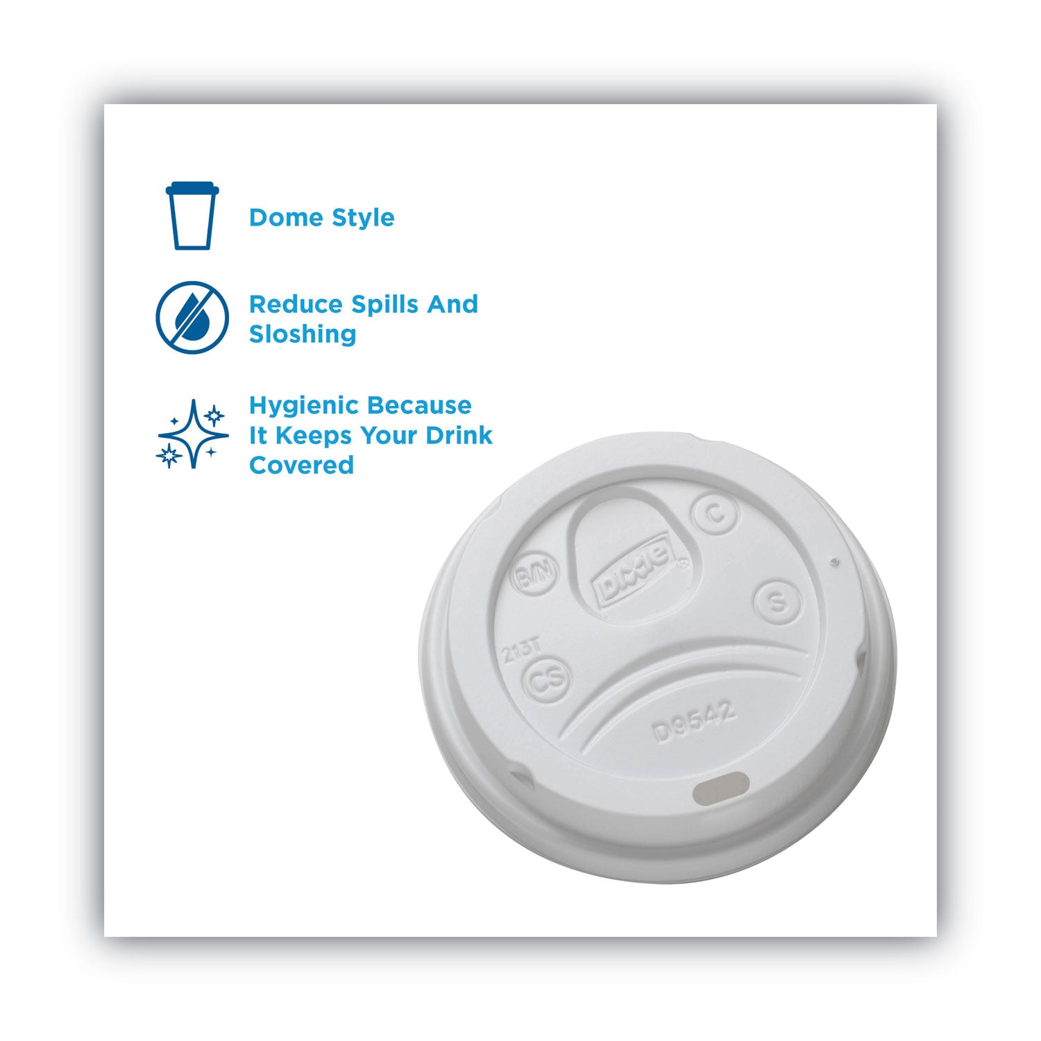 Dome Drink-Thru Lids, Fits 10 oz to 20 oz Dixie Paper Hot Cups, White, 100/Pack - 2