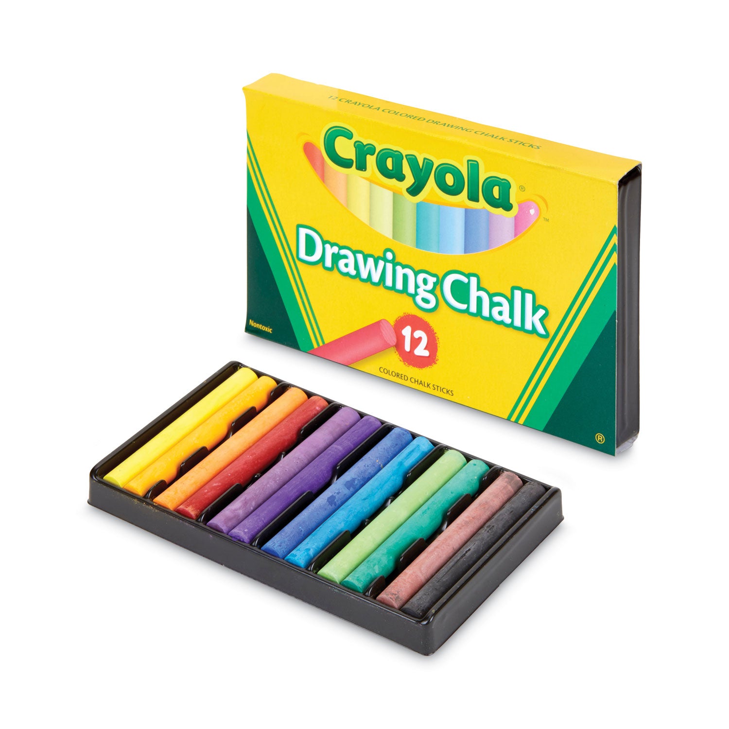 Colored Drawing Chalk, 3.19" x 0.38" Diameter, 12 Assorted Colors 12 Sticks/Set -
