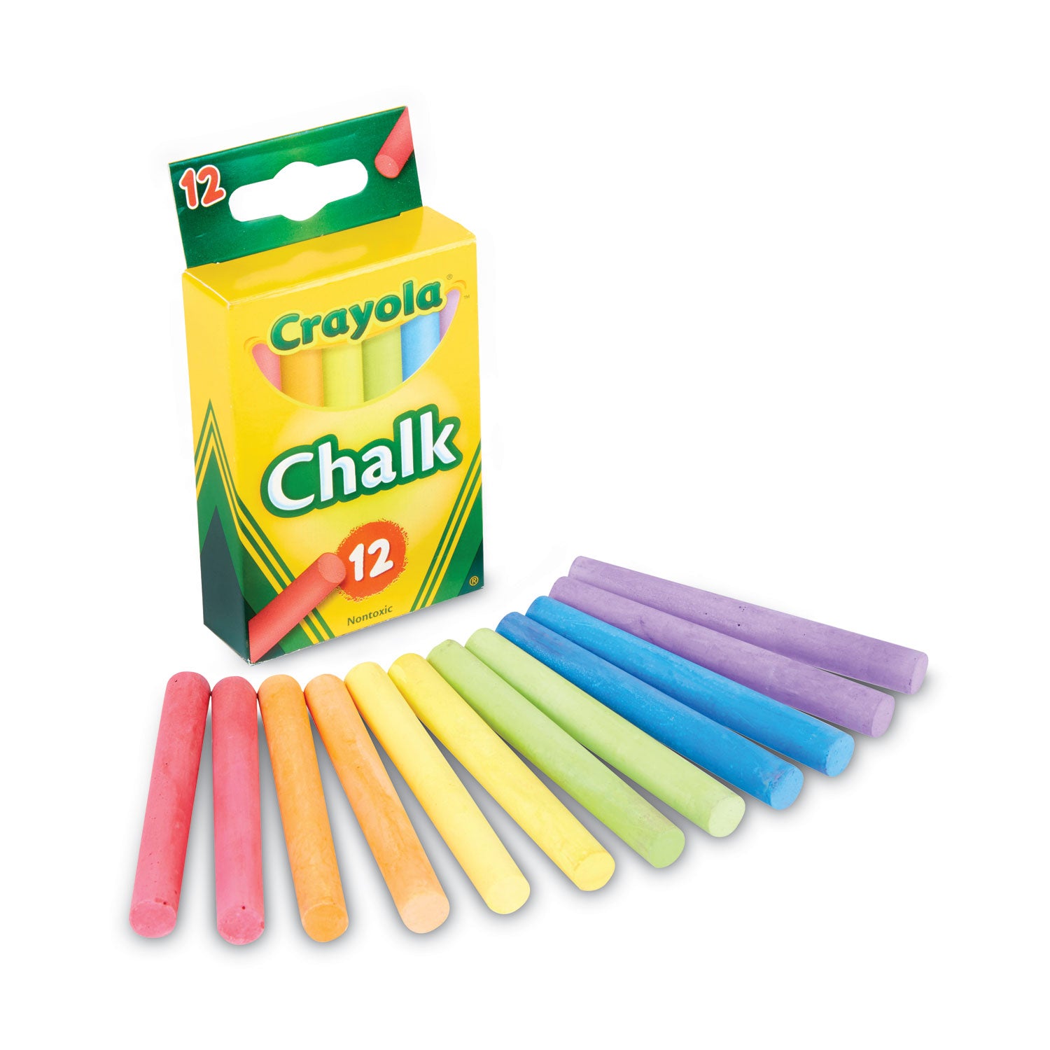 Chalk, 3" x 0.38" Diameter, 6 Assorted Colors, 12 Sticks/Box -