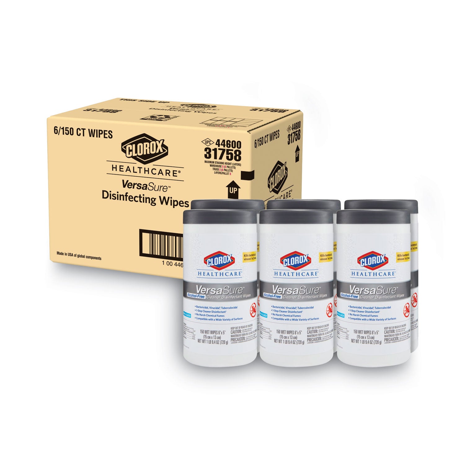 versasure-cleaner-disinfectant-wipes-1-ply-675-x-8-fragranced-white-150-canister-6-canisters-carton_clo31758 - 1