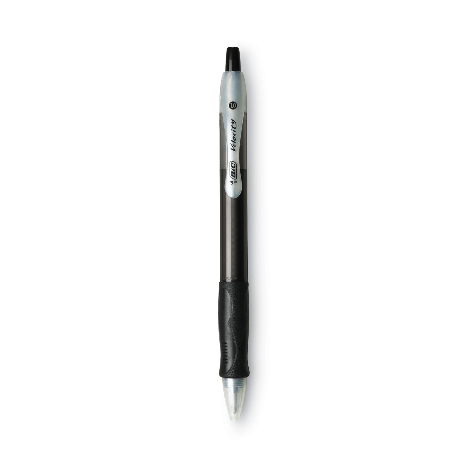 Velocity Easy Glide Ballpoint Pen, Retractable, Medium 1 mm, Black Ink, Translucent Black Barrel, Dozen -
