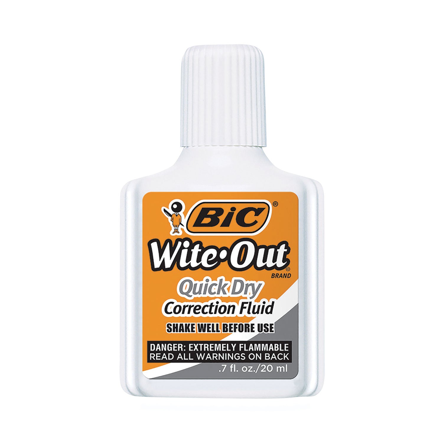 Wite-Out Quick Dry Correction Fluid, 20 mL Bottle, White, Dozen -