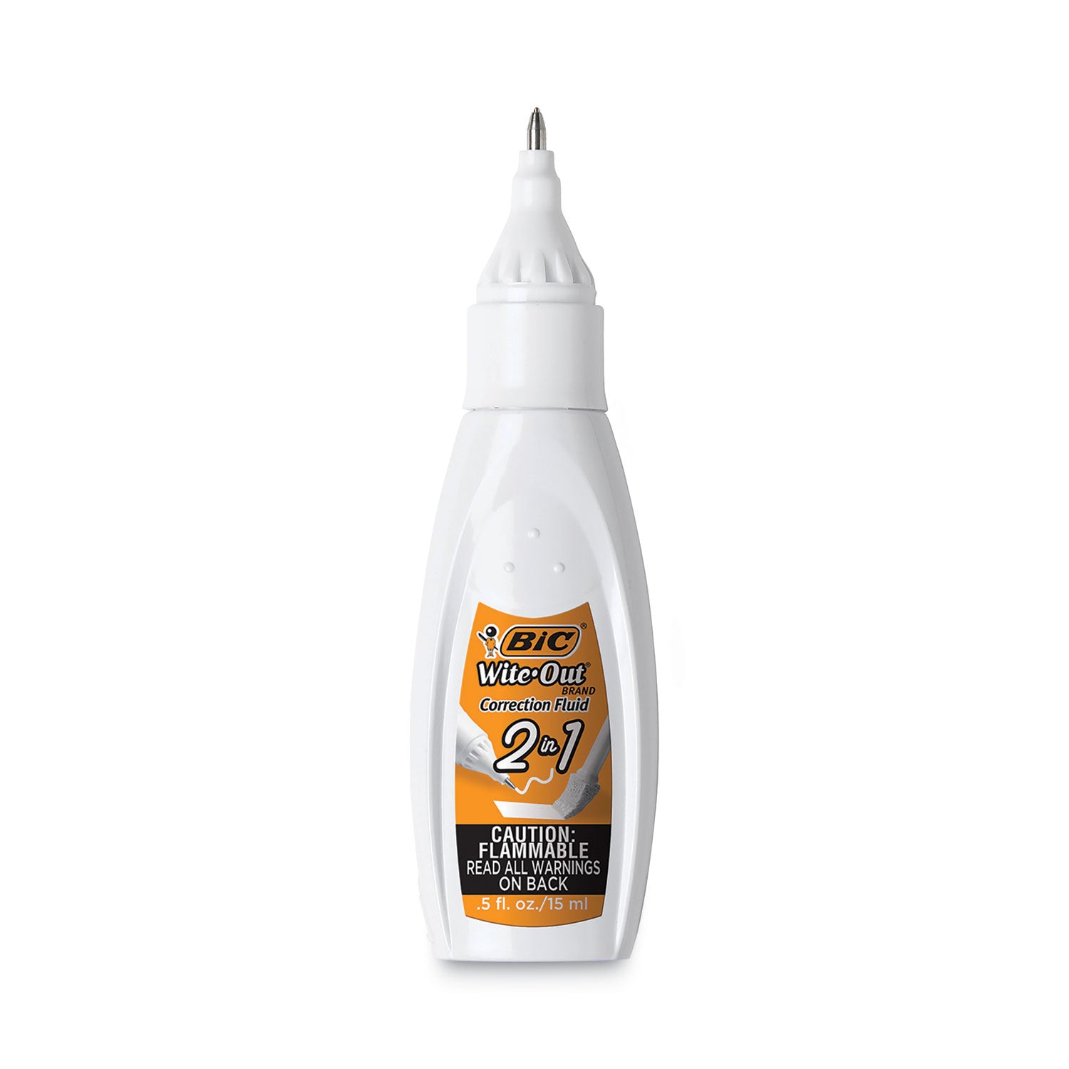 Wite-Out 2-in-1 Correction Fluid, 15 mL Bottle, White -