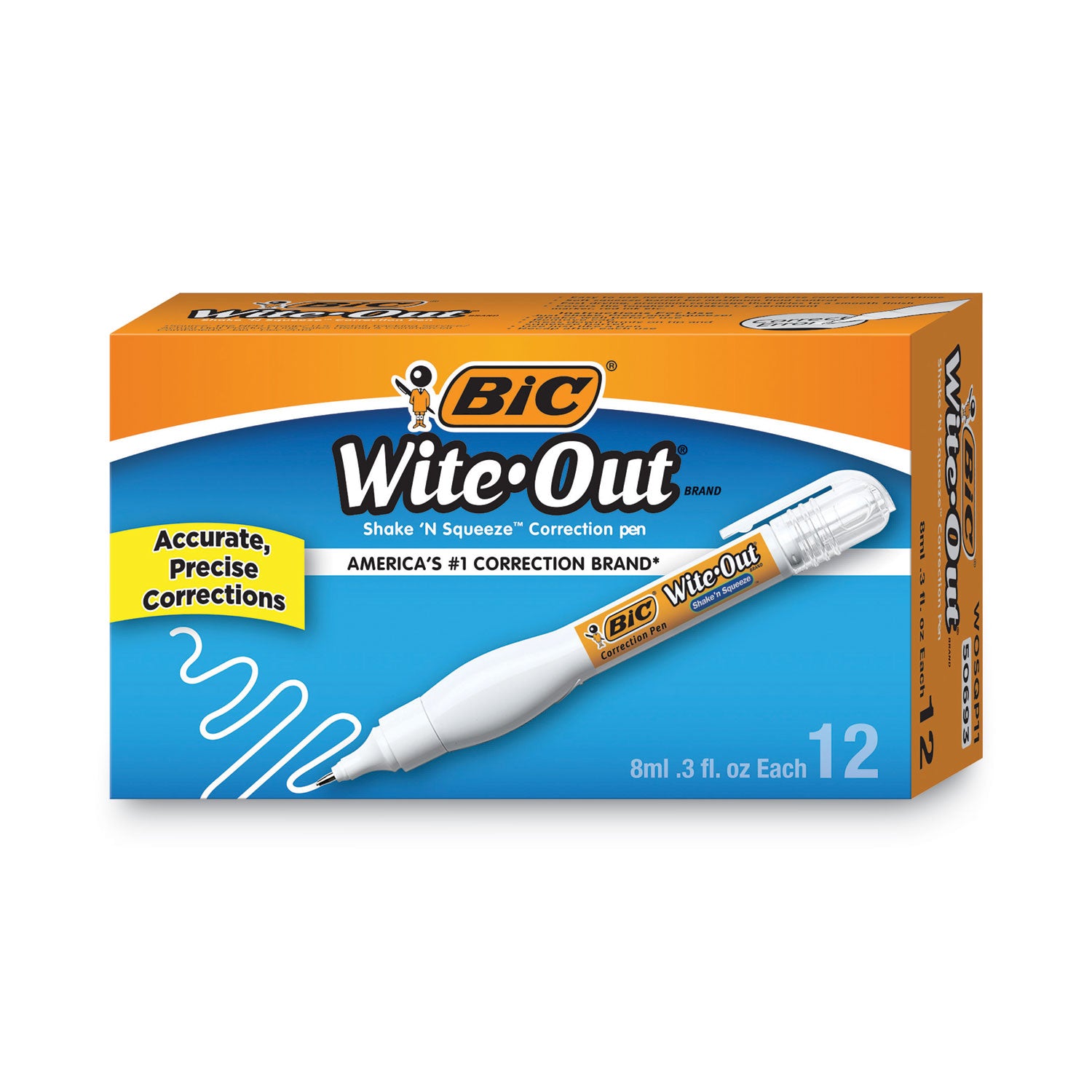 Wite-Out Shake 'n Squeeze Correction Pen, 8 mL, White -
