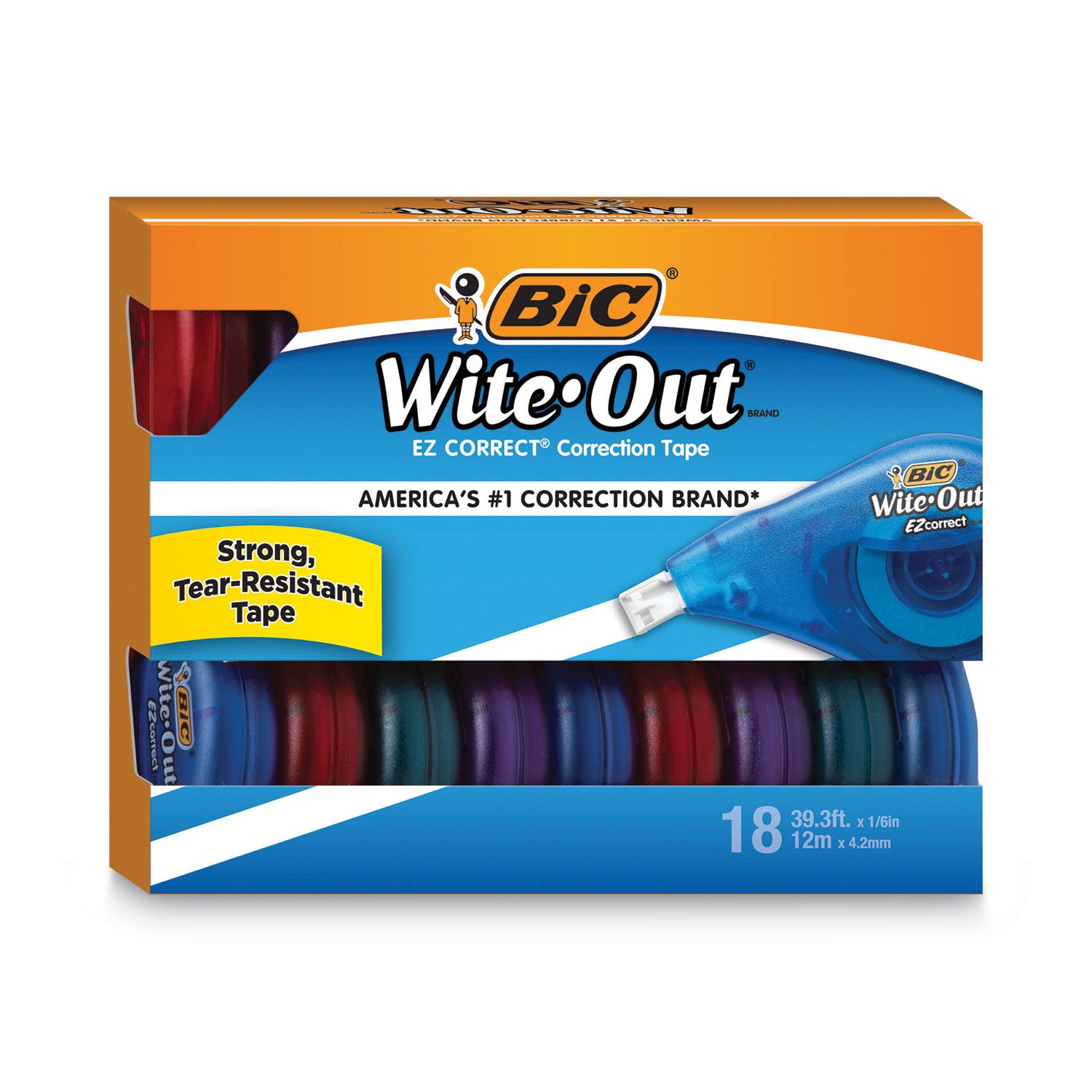 wite-out-ez-correct-correction-tape-value-pack-non-refillable-randomly-assorted-applicator-colors-017-x-472-18-pack_bicwotap18 - 1