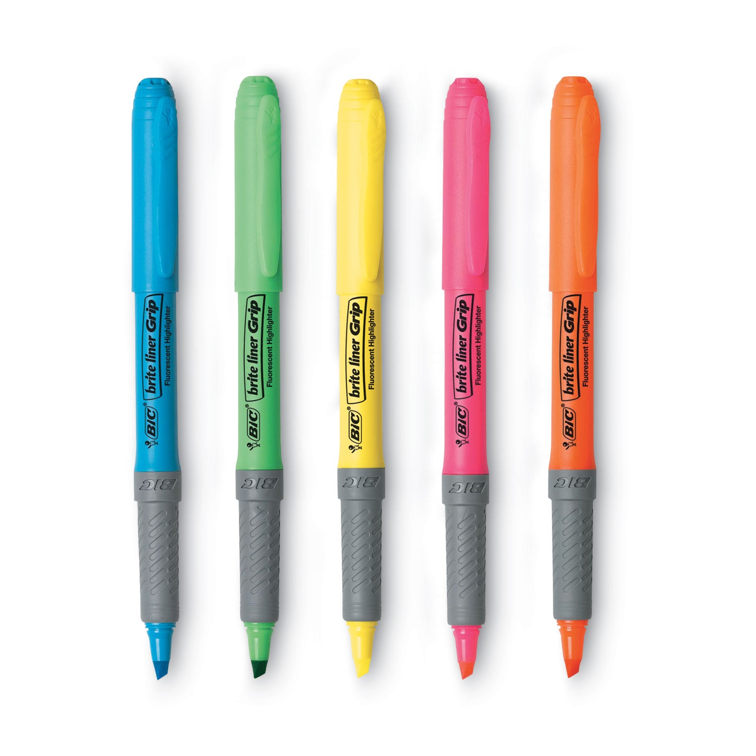 Brite Liner Grip Pocket Highlighter, Assorted Ink Colors, Chisel Tip, Assorted Barrel Colors, 5/Set -