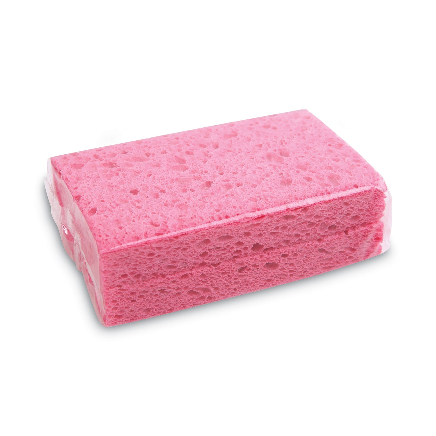 Small Cellulose Sponge, 3.6 x 6.5, 0.9" Thick, Pink, 2/Pack, 24 Packs/Carton -