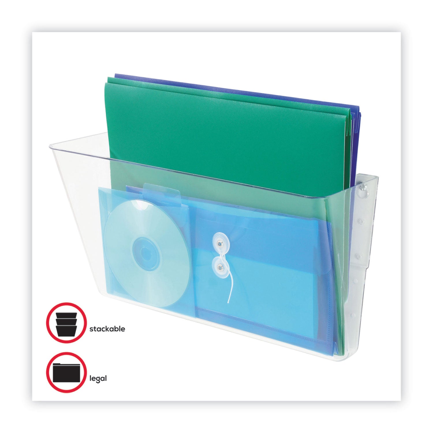 Stackable DocuPocket Wall File, Legal Size, 16.25" x 4" , Clear -
