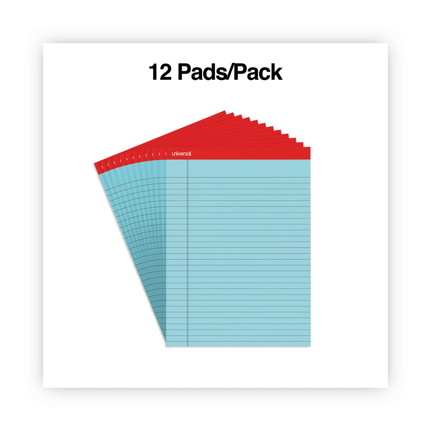 Colored Perforated Ruled Writing Pads, Wide/Legal Rule, 50 Blue 8.5 x 11 Sheets, Dozen -
