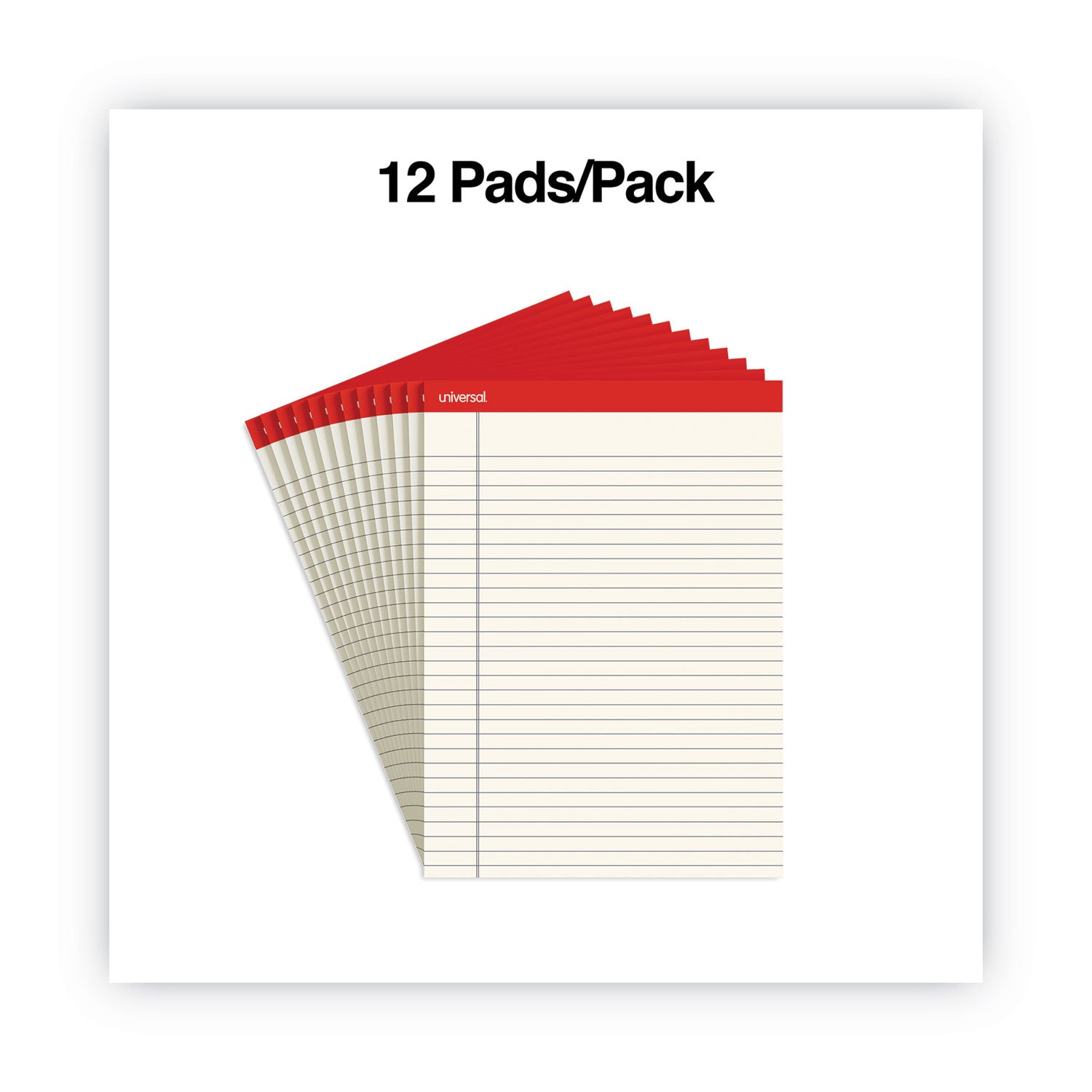 Colored Perforated Ruled Writing Pads, Letter Size Pad (8.5 x 11.75), Wide/Legal Rule, 50 Ivory 8.5 x 11 Sheets, Dozen -