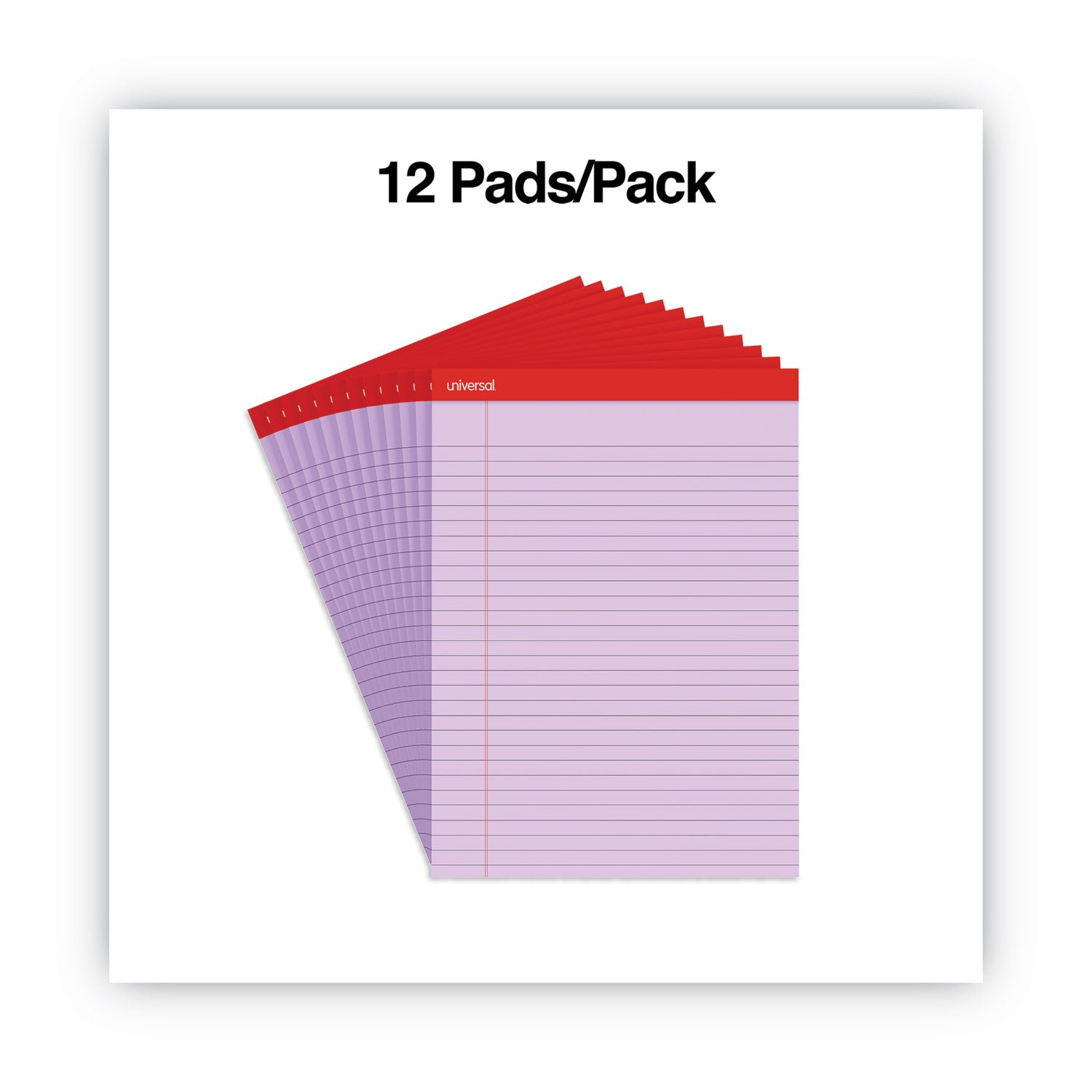 Colored Perforated Ruled Writing Pads, Wide/Legal Rule, 50 Orchid 8.5 x 11 Sheets, Dozen -