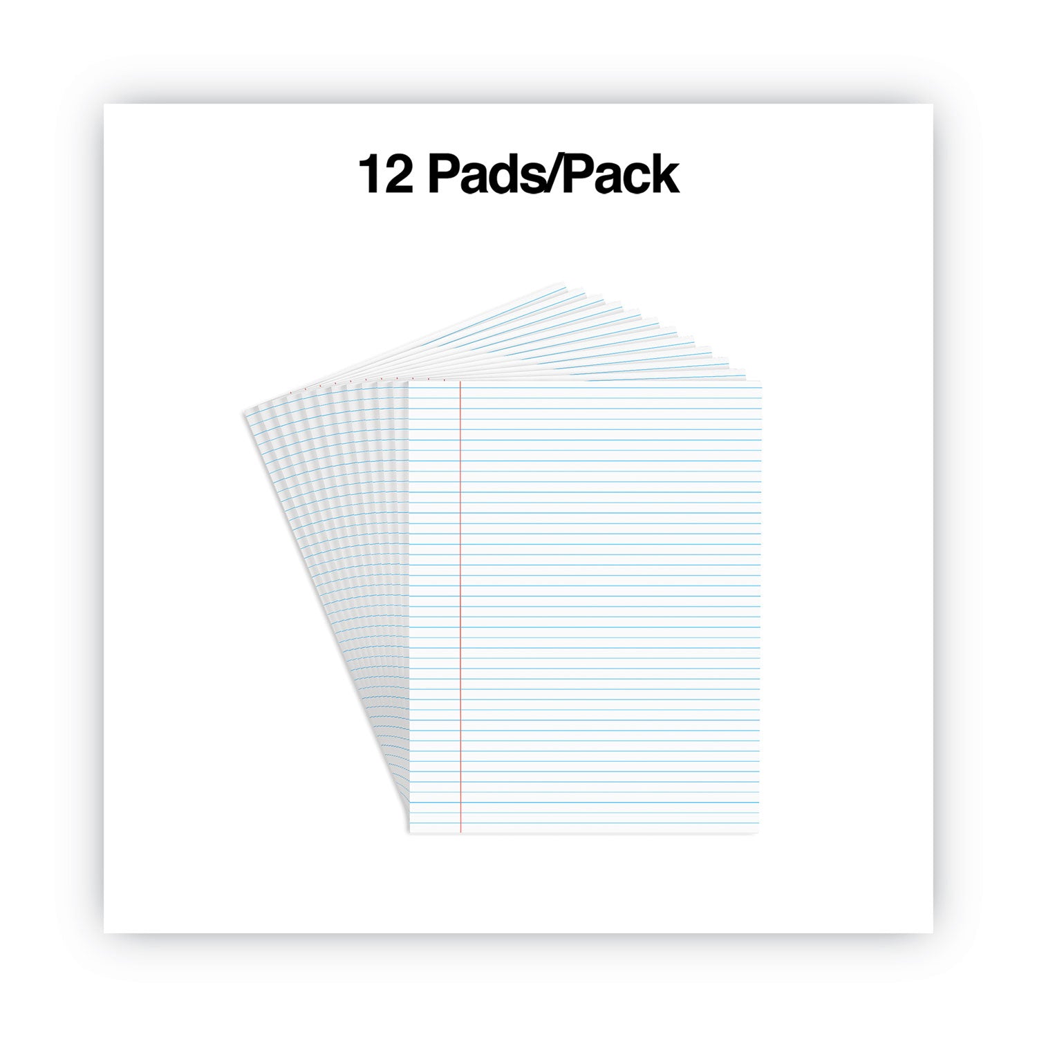 Glue Top Pads, Narrow Rule, 50 White 8.5 x 11 Sheets, Dozen -