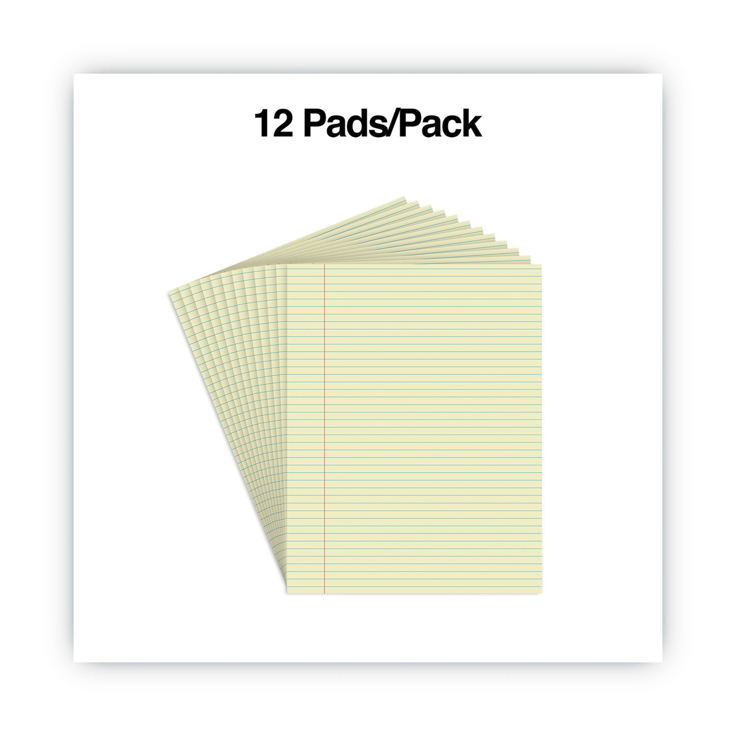 Glue Top Pads, Narrow Rule, 50 Canary-Yellow 8.5 x 11 Sheets, Dozen -