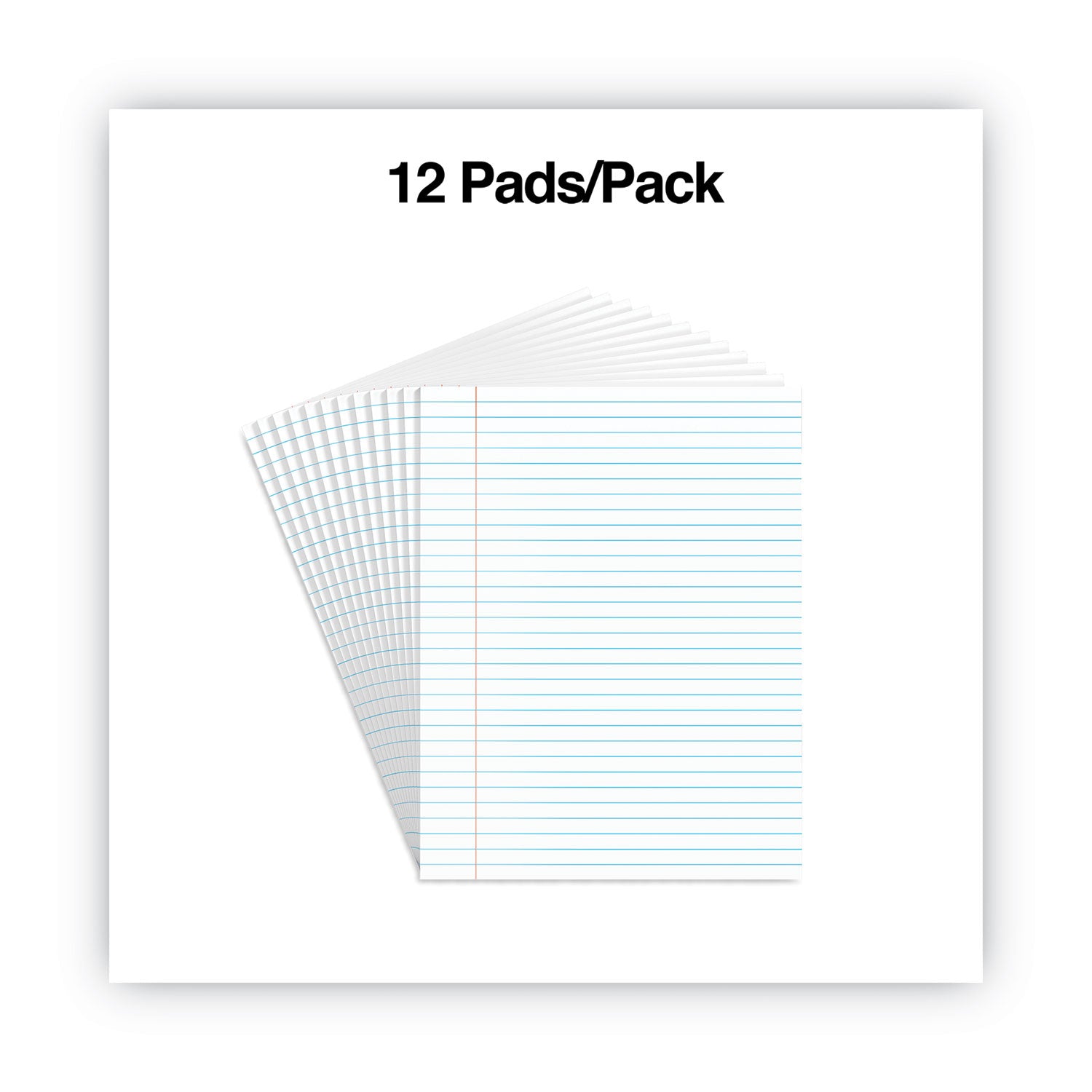 Glue Top Pads, Wide/Legal Rule, 50 White 8.5 x 11 Sheets, Dozen -