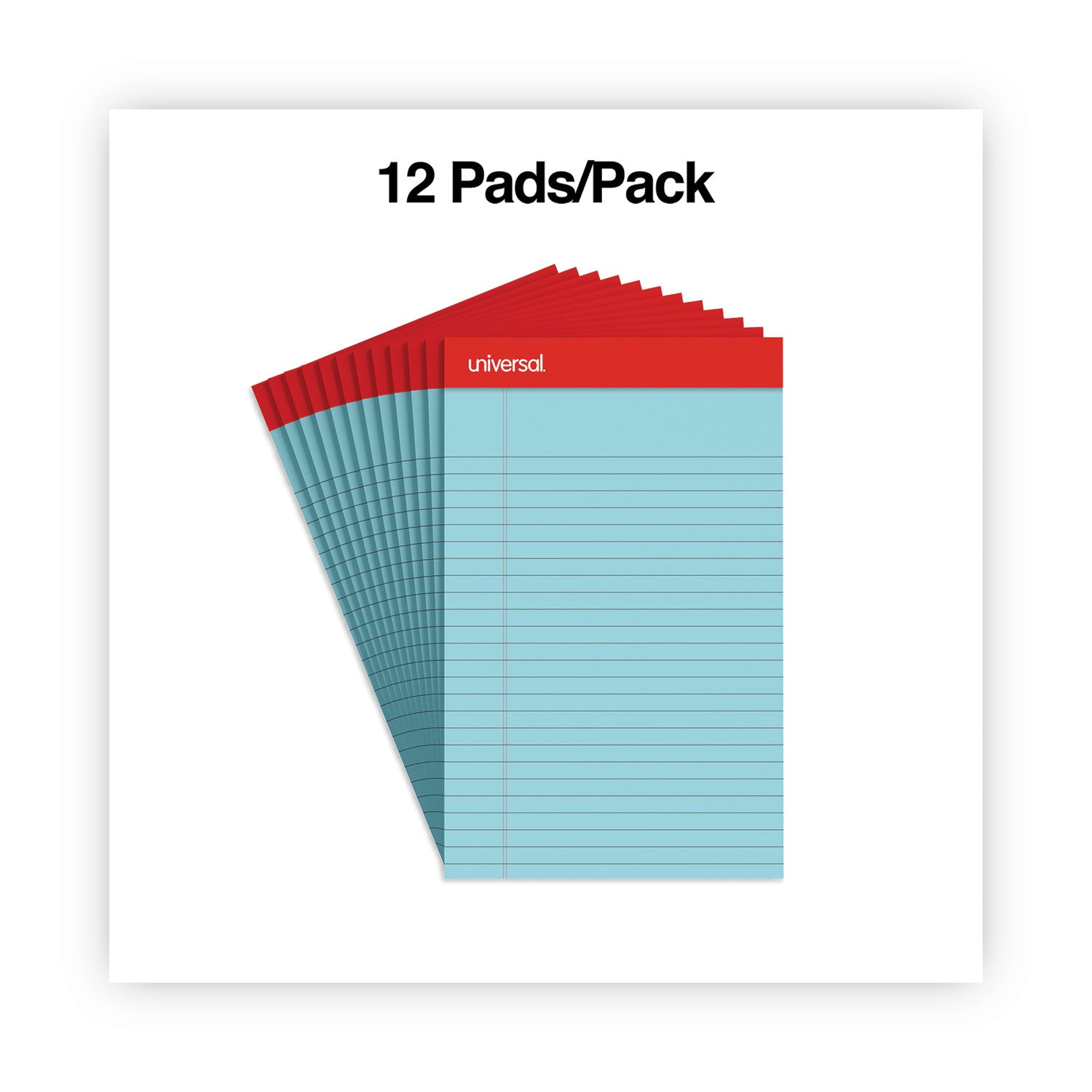 Colored Perforated Ruled Writing Pads, Narrow Rule, 50 Blue 5 x 8 Sheets, Dozen -