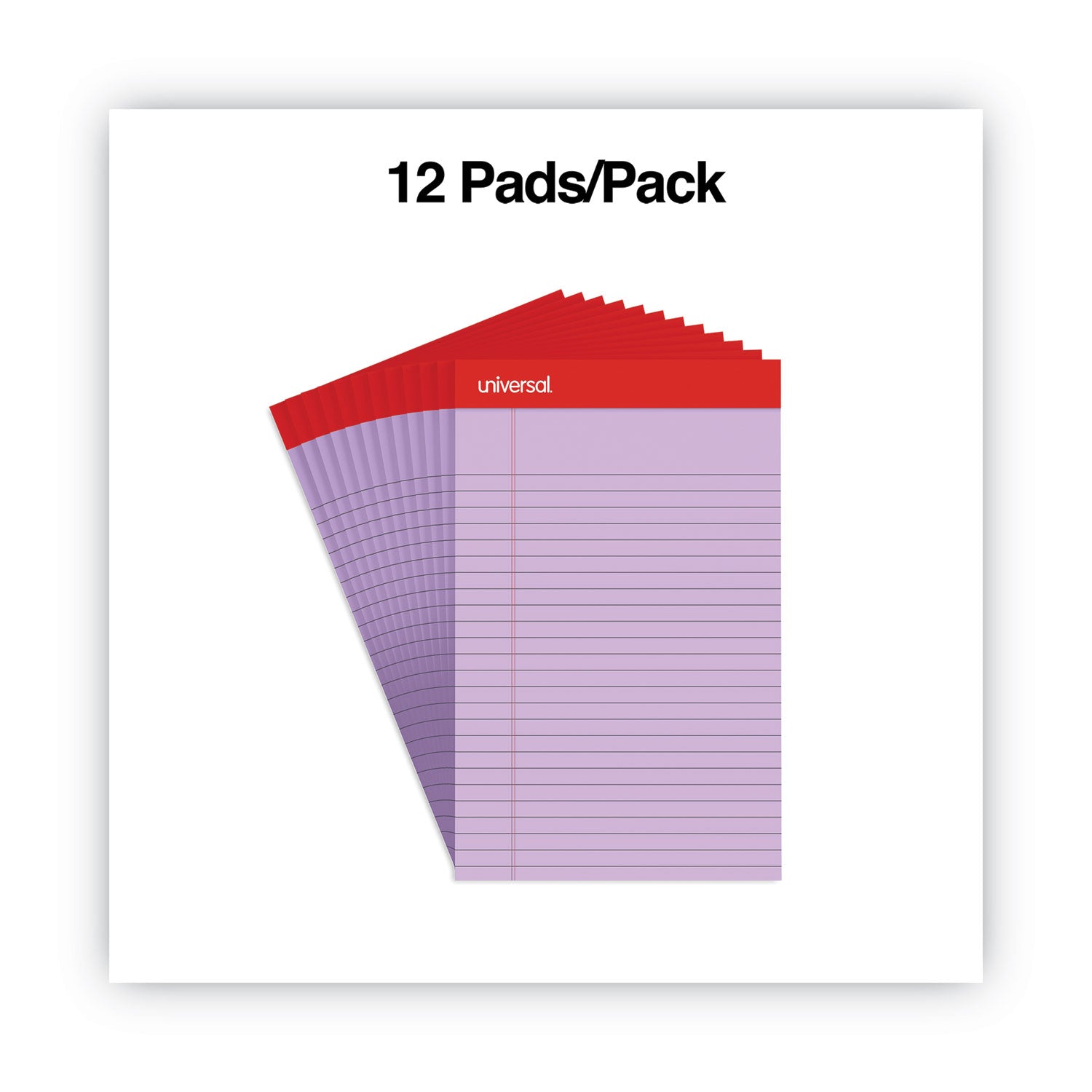 Colored Perforated Ruled Writing Pads, Narrow Rule, 50 Orchid 5 x 8 Sheets, Dozen -