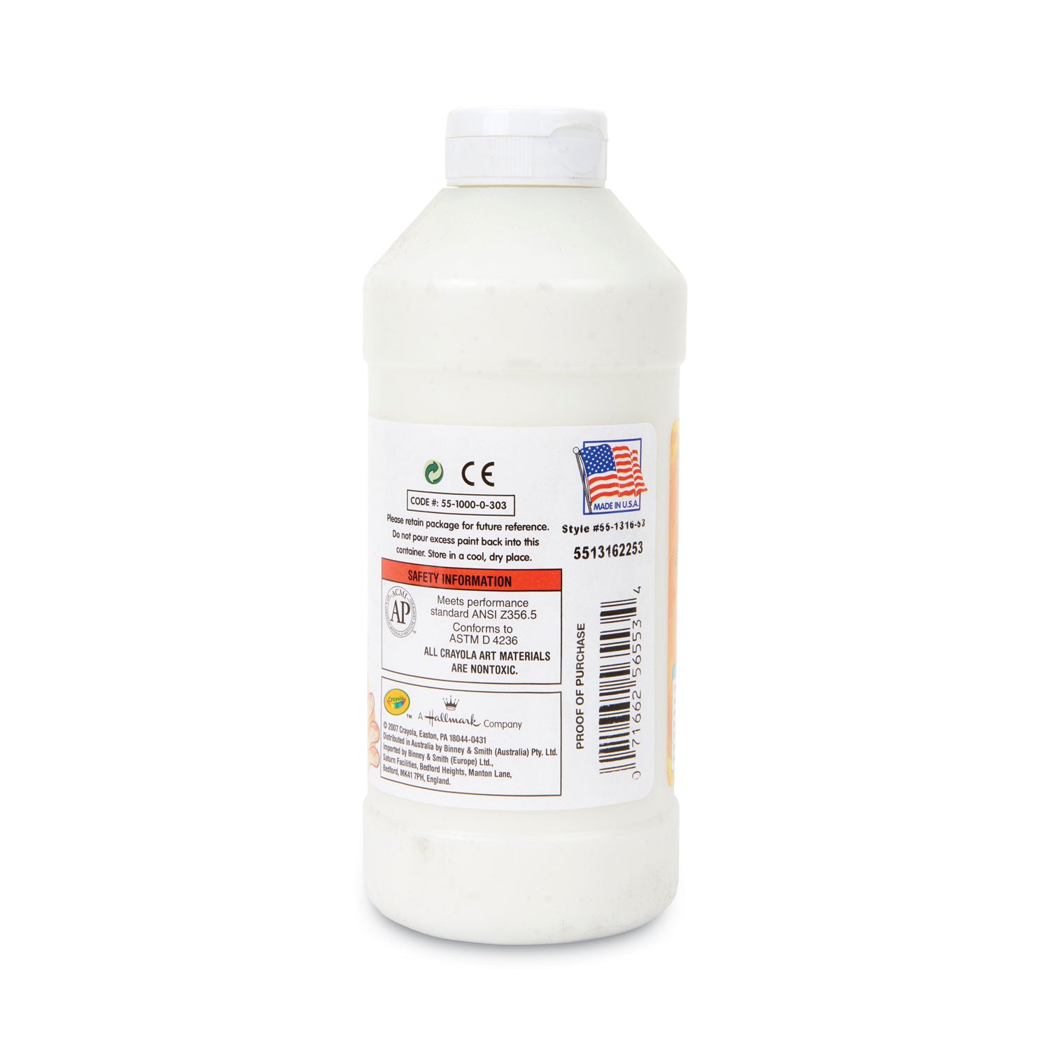 Washable Fingerpaint, White, 16 oz Bottle -