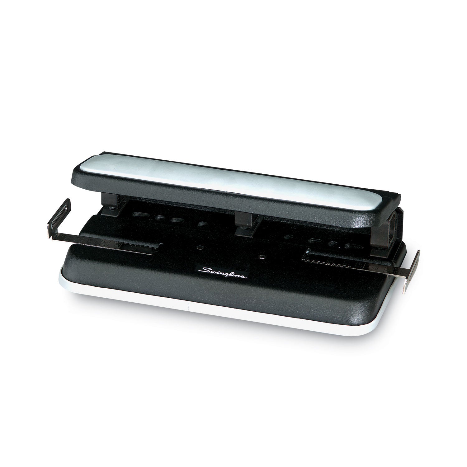 32-Sheet Lever Handle Heavy-Duty Two- to Seven-Hole Punch, 9/32" Holes, Black -