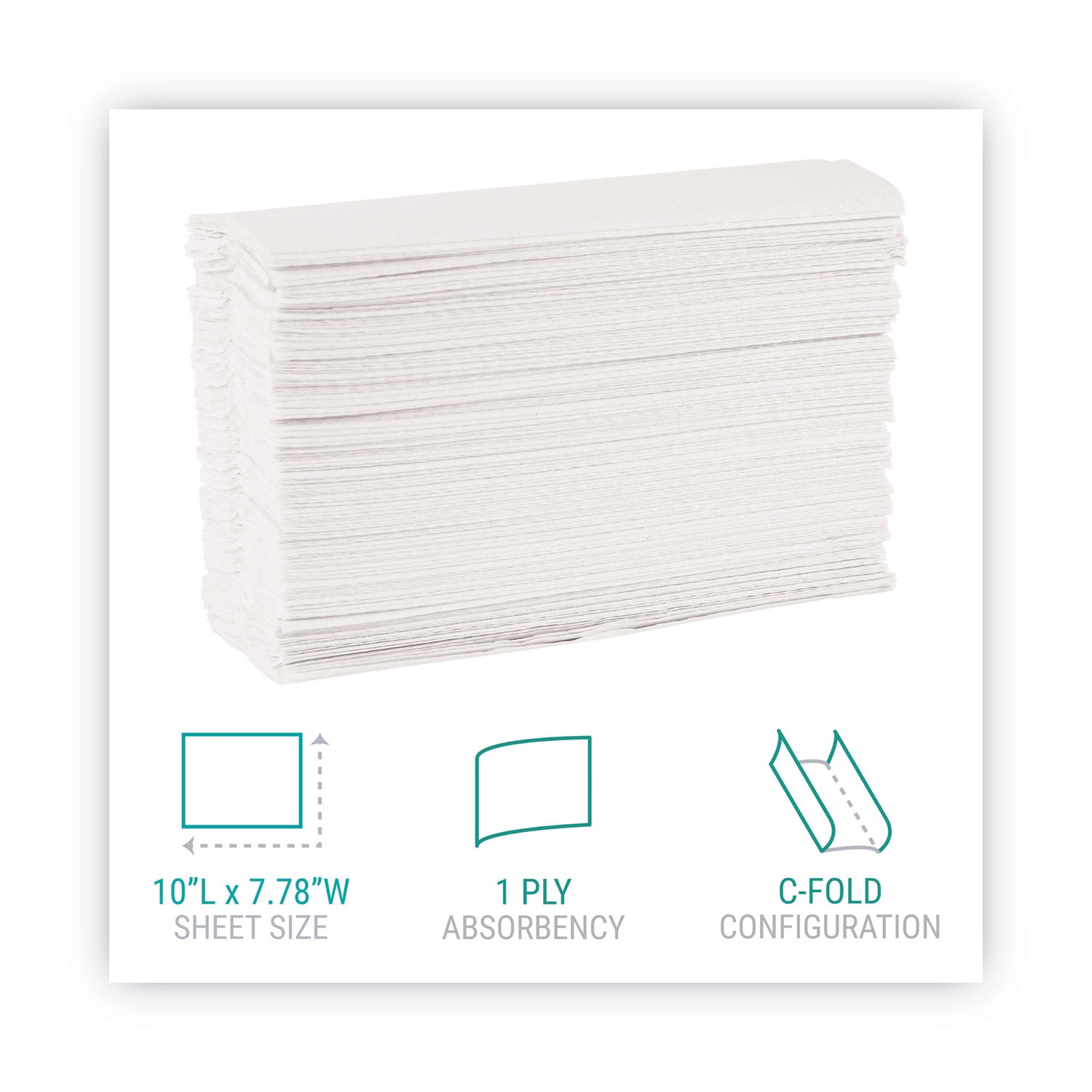C-Fold Paper Towels, 1-Ply, 10.2 x 13.25, White, 200/Pack, 12 Packs/Carton -