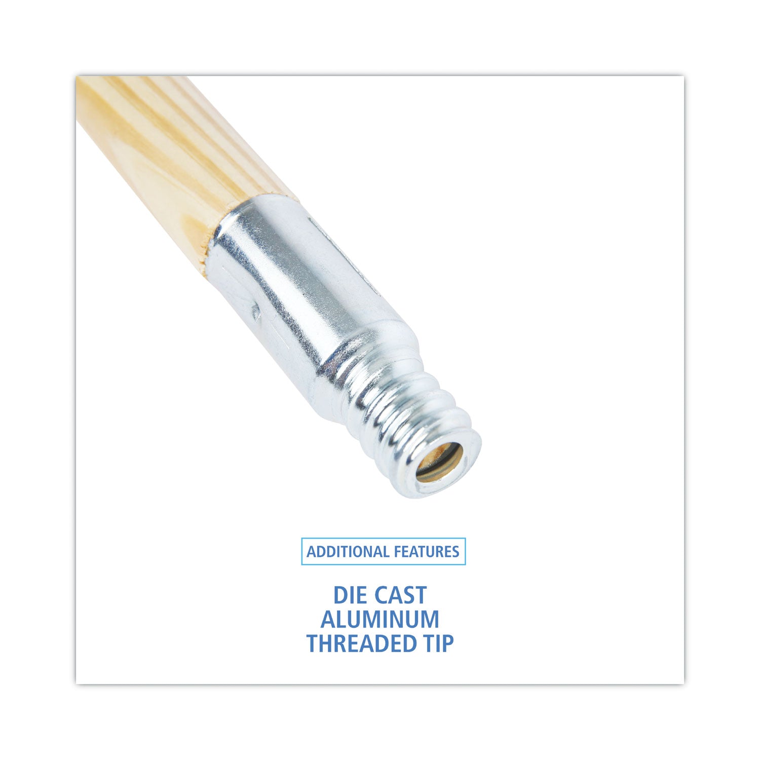 Metal Tip Threaded Hardwood Broom Handle, 0.94" dia x 60", Natural -