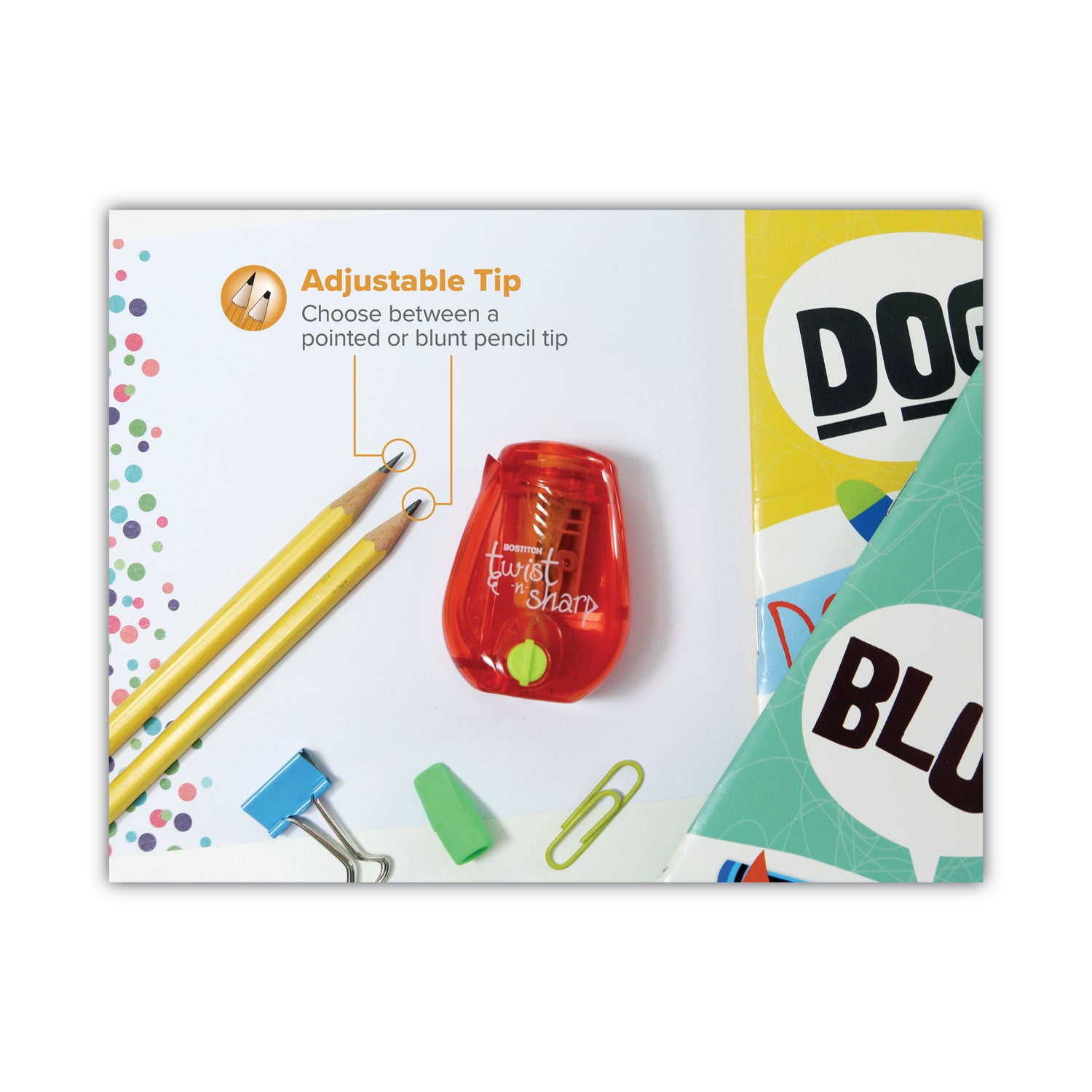 twist-n-sharp-pencil-sharpener-one-hole-35-x-125-x-55-randomly-assorted-colors-6-pack_bosps1adjpk - 2