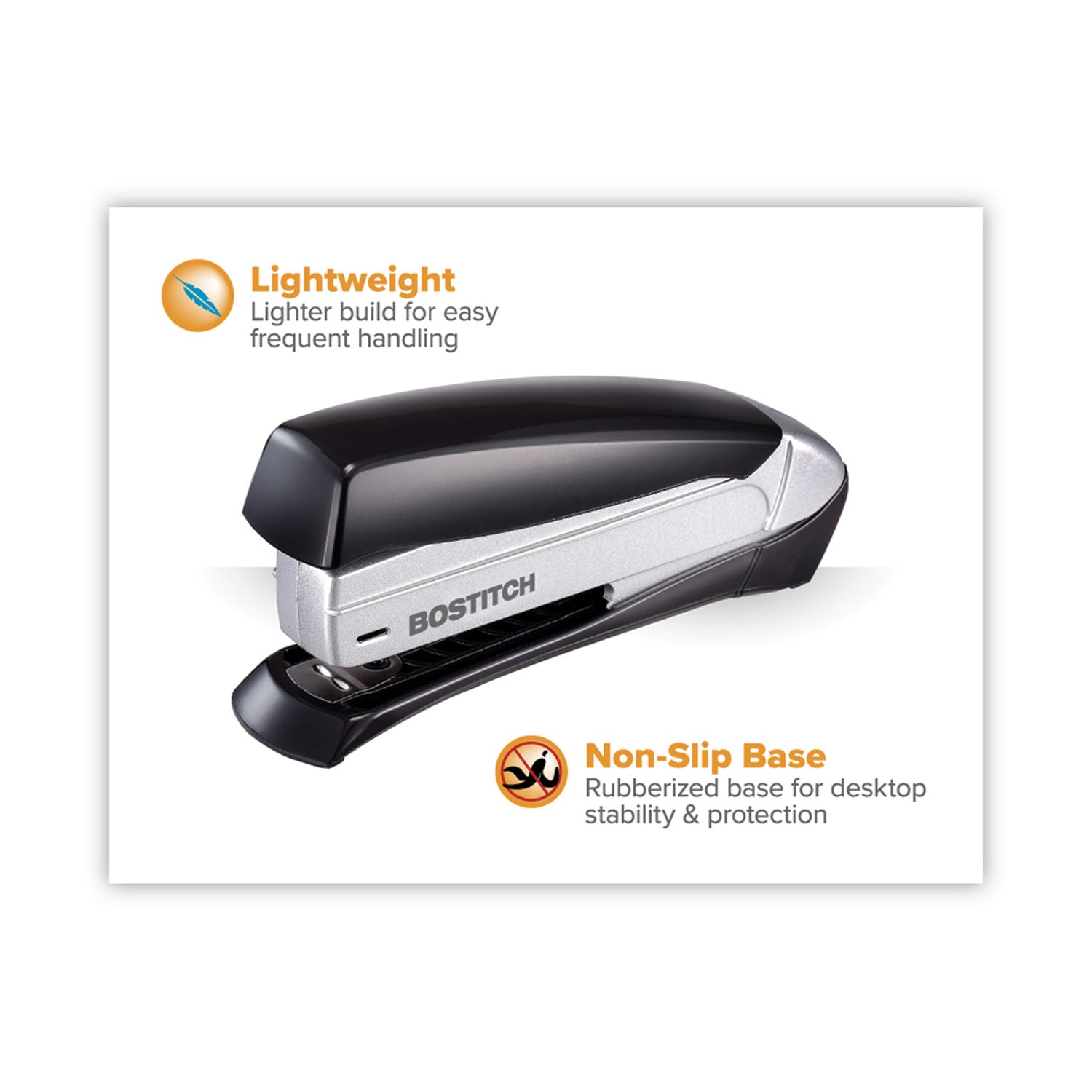 Inspire Premium Spring-Powered Full-Strip Stapler, 20-Sheet Capacity, Black/Silver -