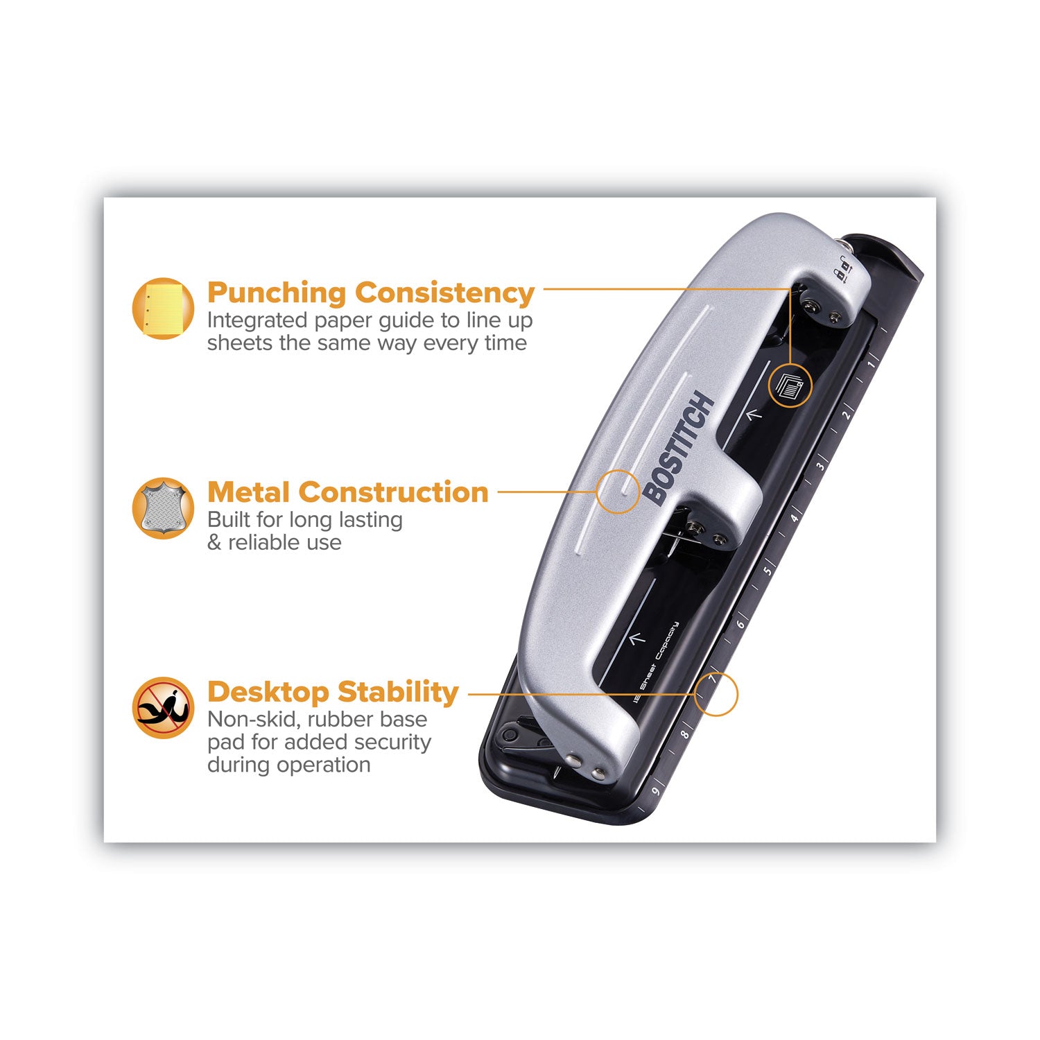 12-Sheet EZ Squeeze Three-Hole Punch, 9/32" Holes, Black/Silver -