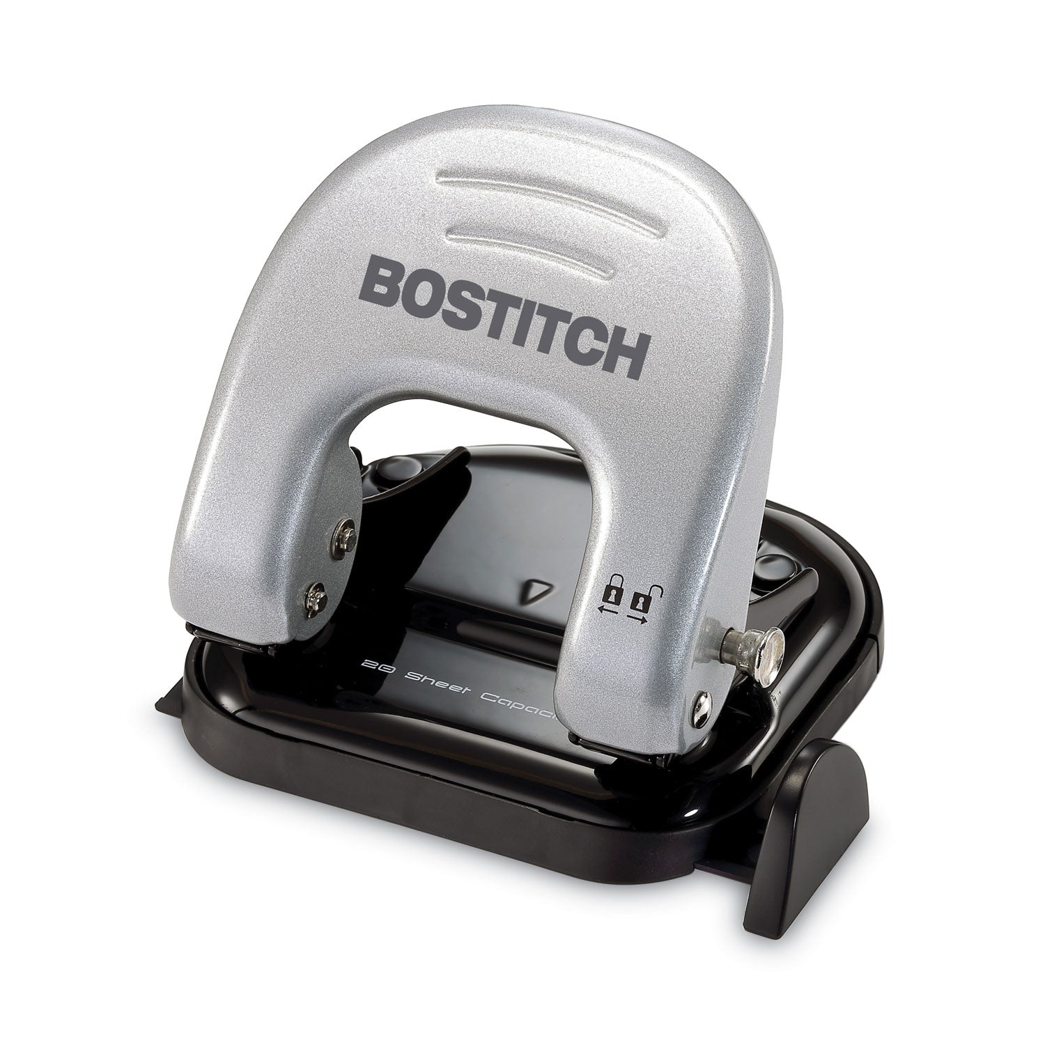 20-Sheet EZ Squeeze Two-Hole Punch, 9/32" Holes, Black/Silver -