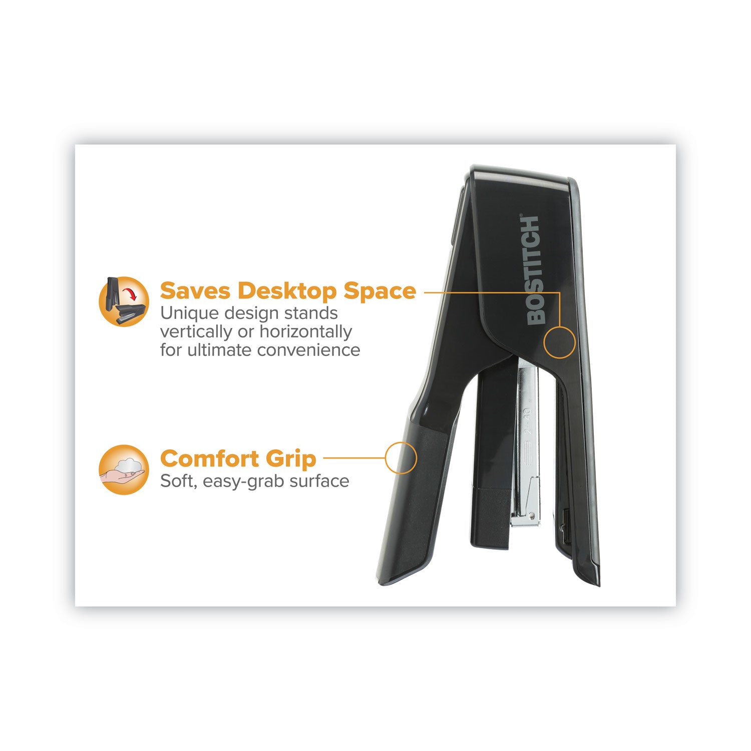 EZ Squeeze 40 Stapler, 40-Sheet Capacity, Black -