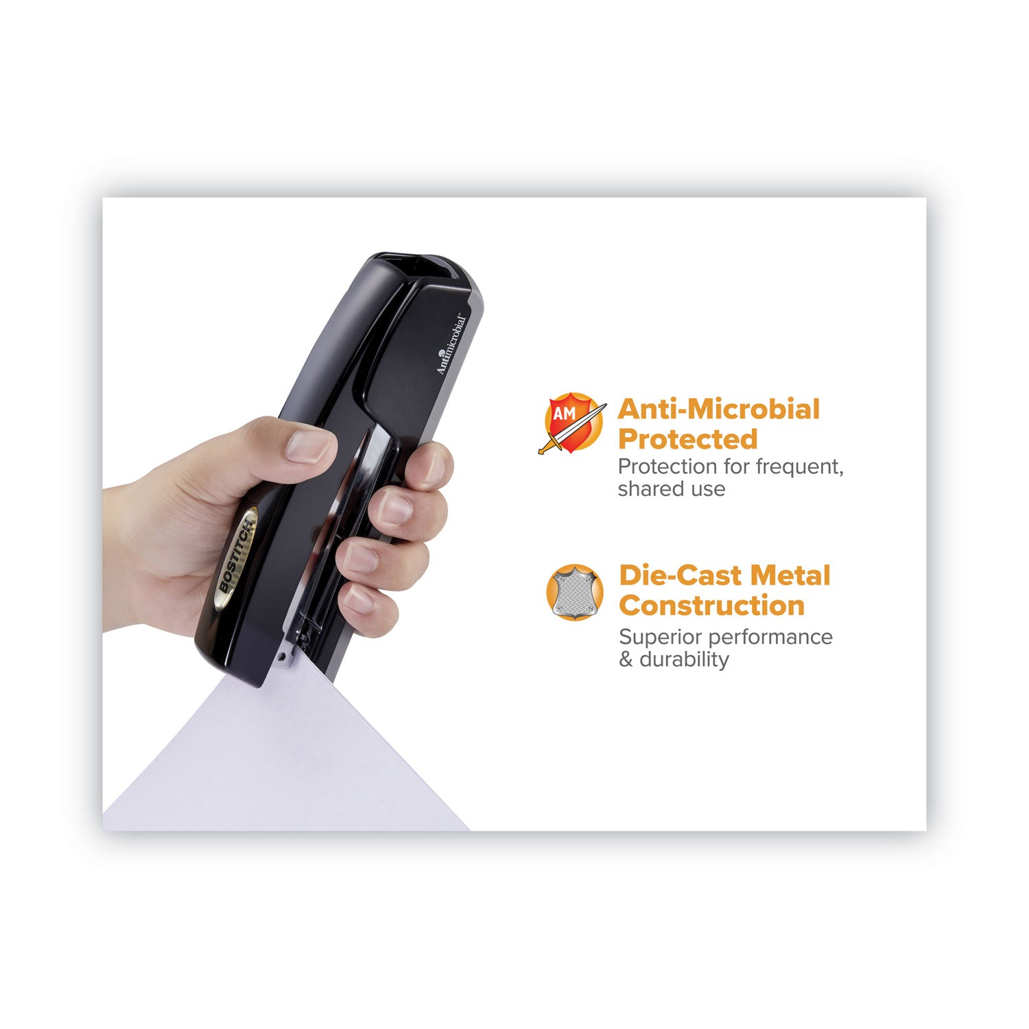 Professional Antimicrobial Executive Stapler, 20-Sheet Capacity, Black -