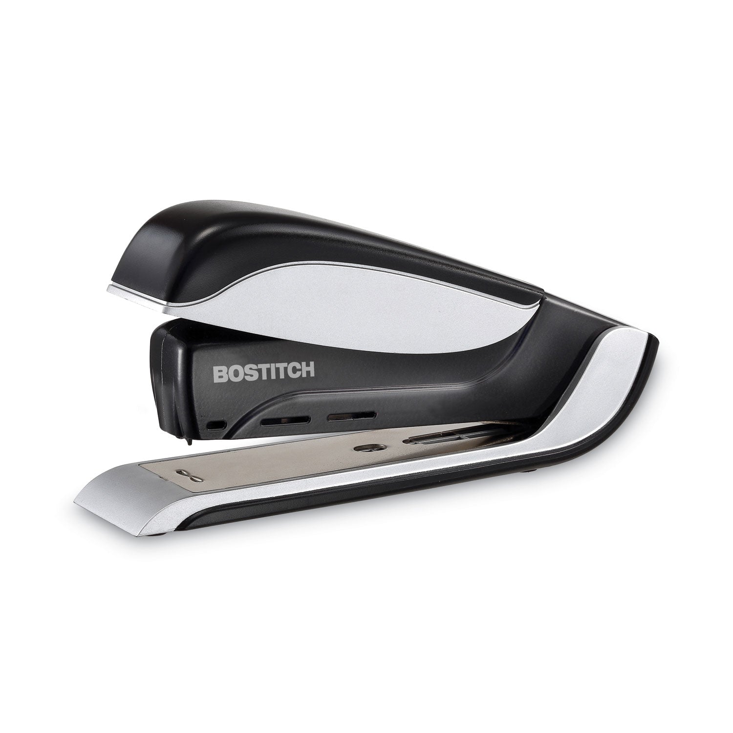 Spring-Powered Premium Desktop Stapler, 25-Sheet Capacity, Black/Silver -