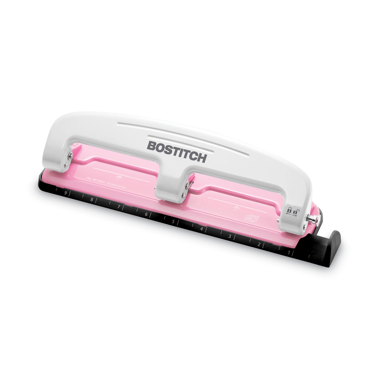 12-Sheet EZ Squeeze InCourage Three-Hole Punch, 9/32" Holes, Pink -