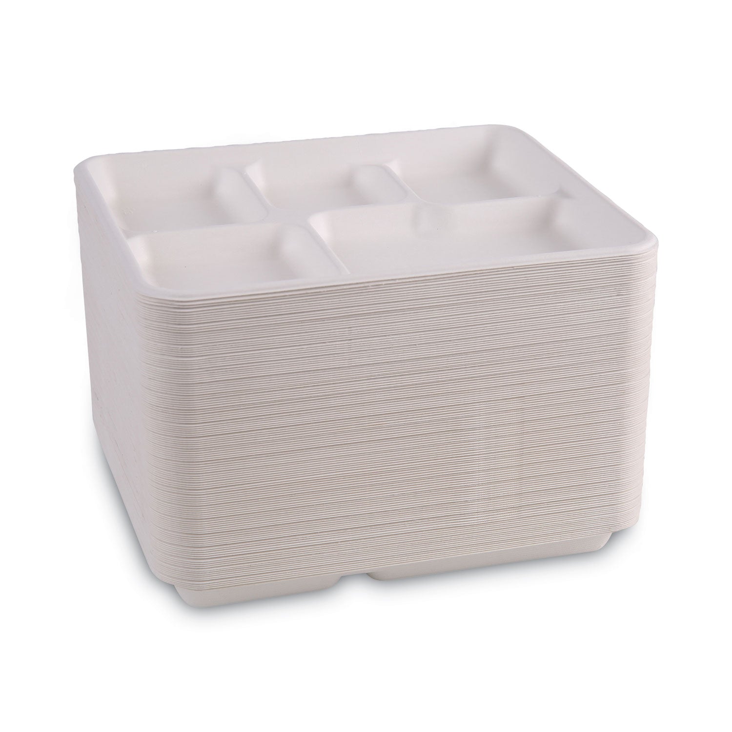bagasse-dinnerware-5-compartment-tray-10-x-8-white-500-carton_bwktraywf128 - 2