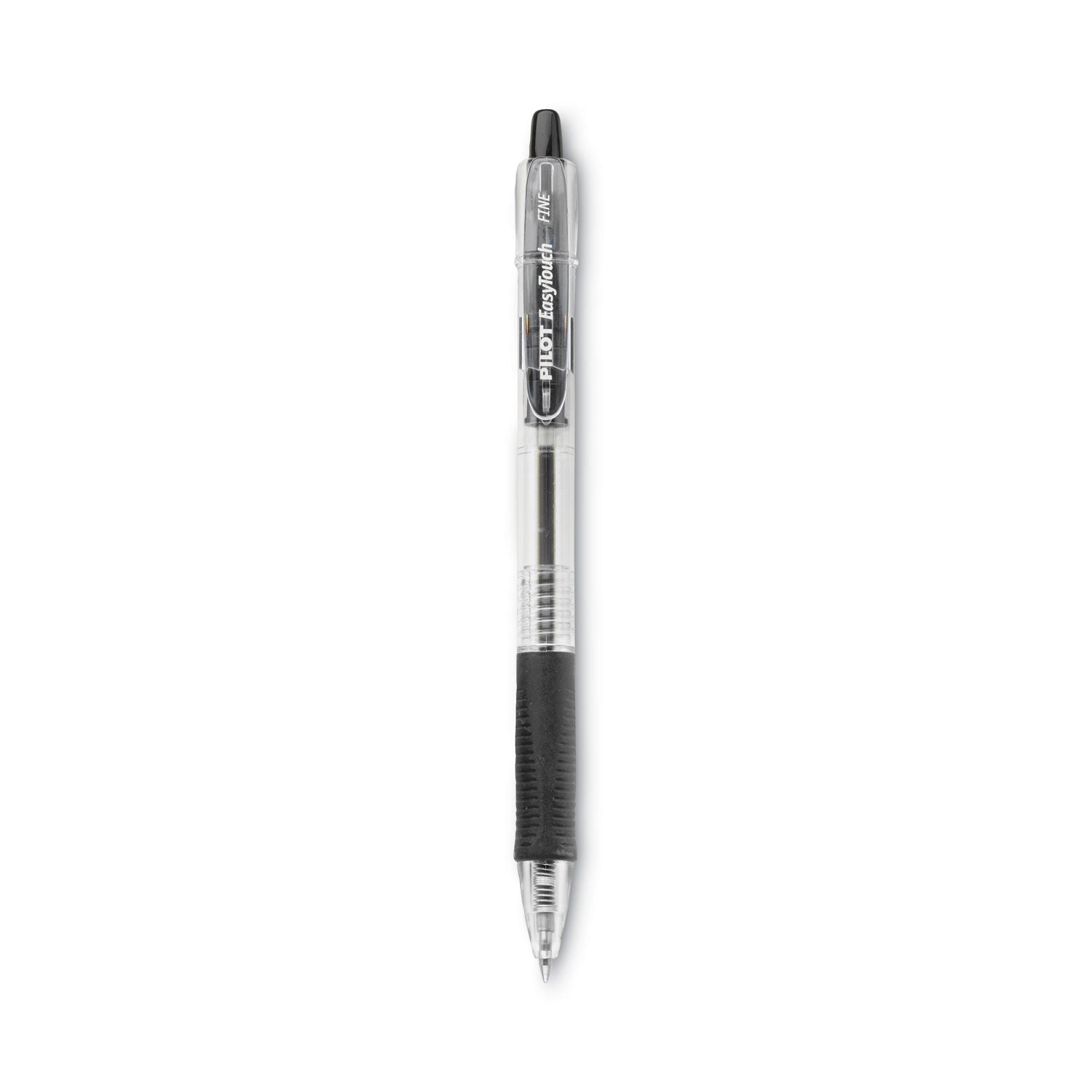 EasyTouch Ballpoint Pen, Retractable, Fine 0.7 mm, Black Ink, Clear Barrel, Dozen -