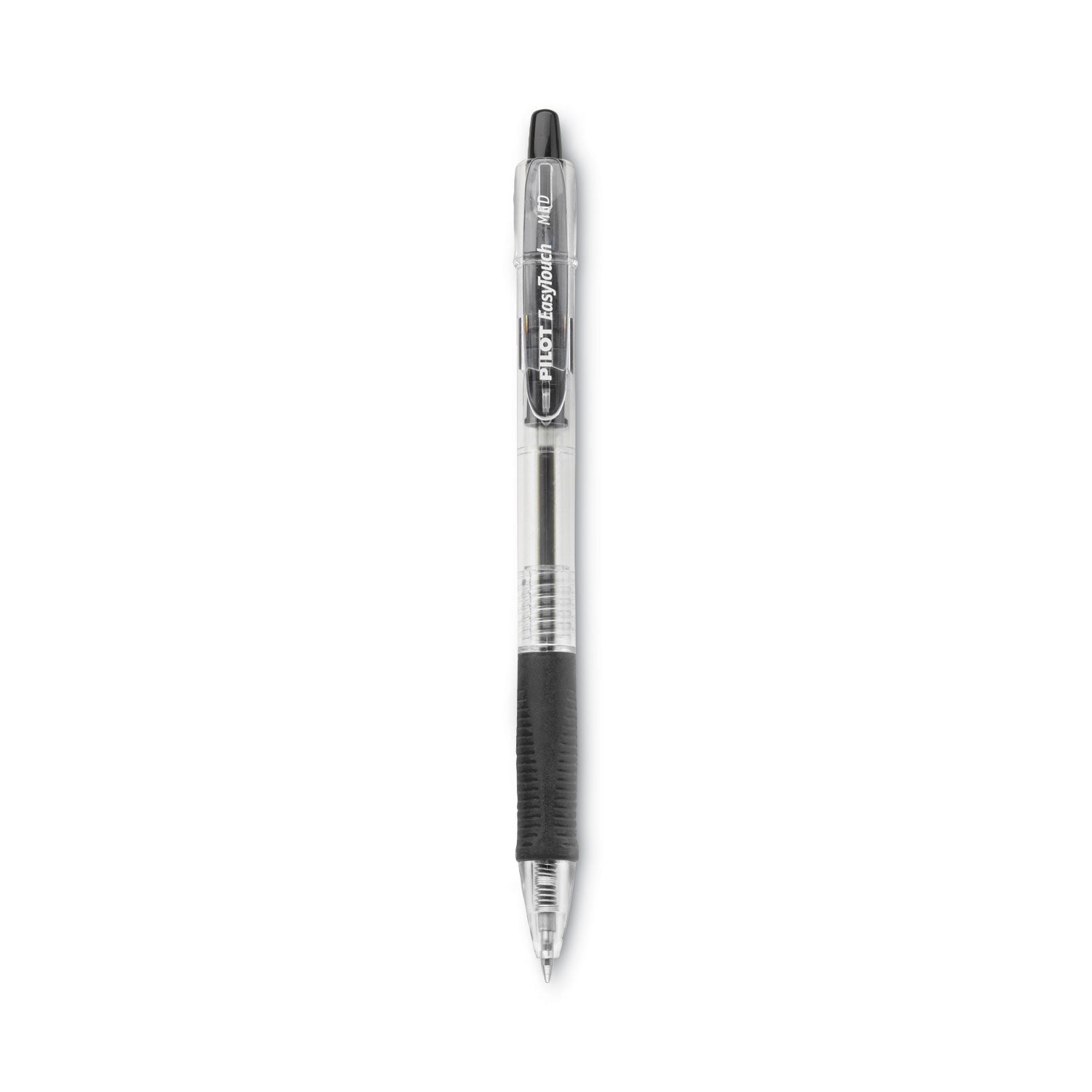 EasyTouch Ballpoint Pen, Retractable, Medium 1 mm, Black Ink, Clear Barrel, Dozen -