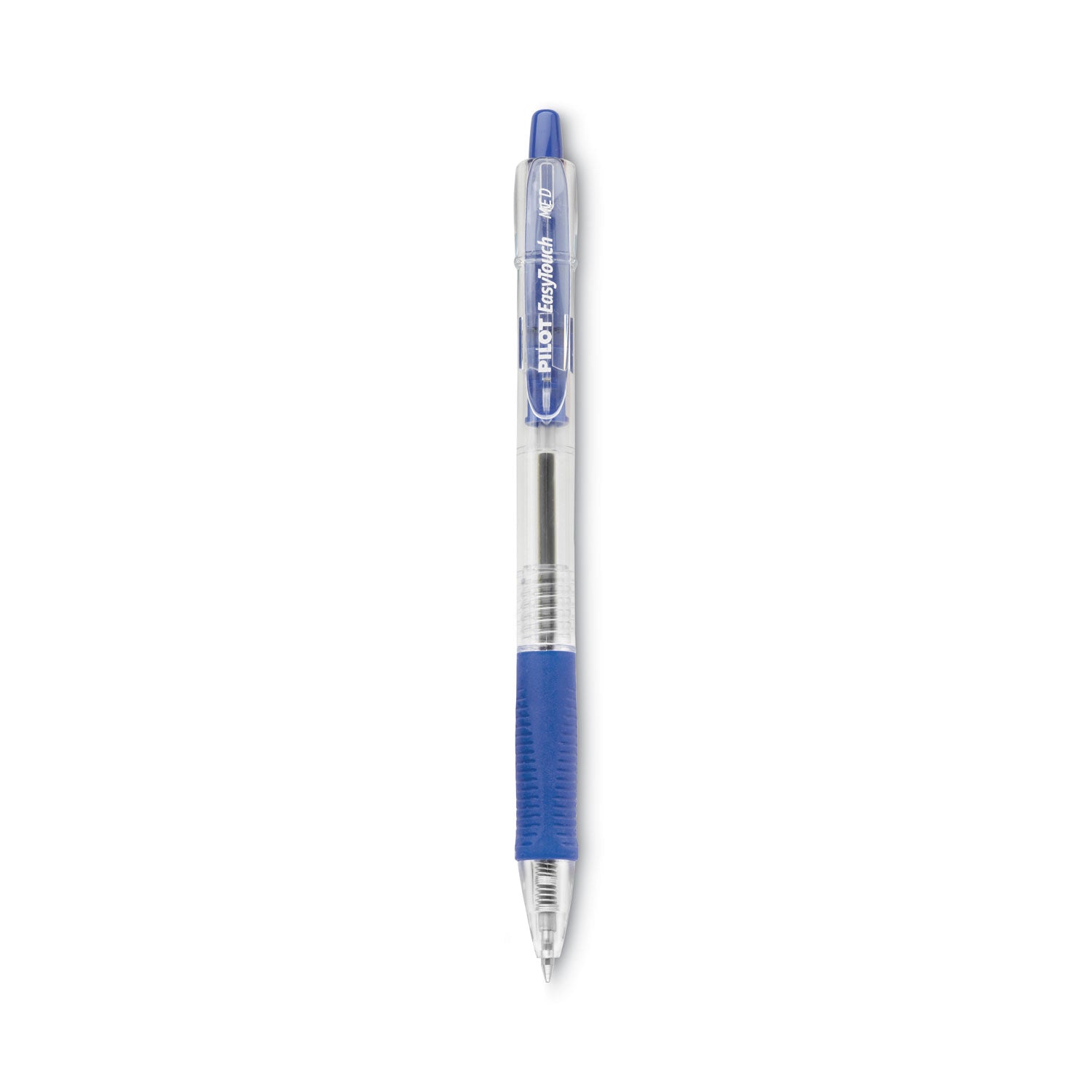 EasyTouch Ballpoint Pen, Retractable, Medium 1 mm, Blue Ink, Clear Barrel, Dozen -