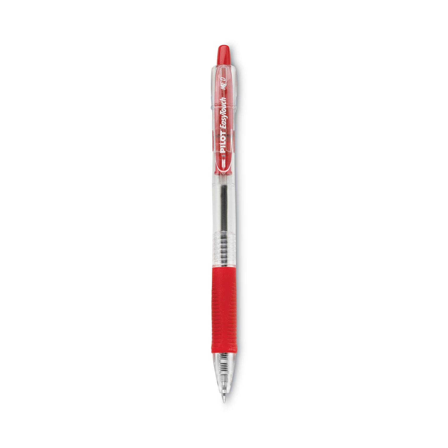 EasyTouch Ballpoint Pen, Retractable, Medium 1 mm, Red Ink, Clear Barrel, Dozen -