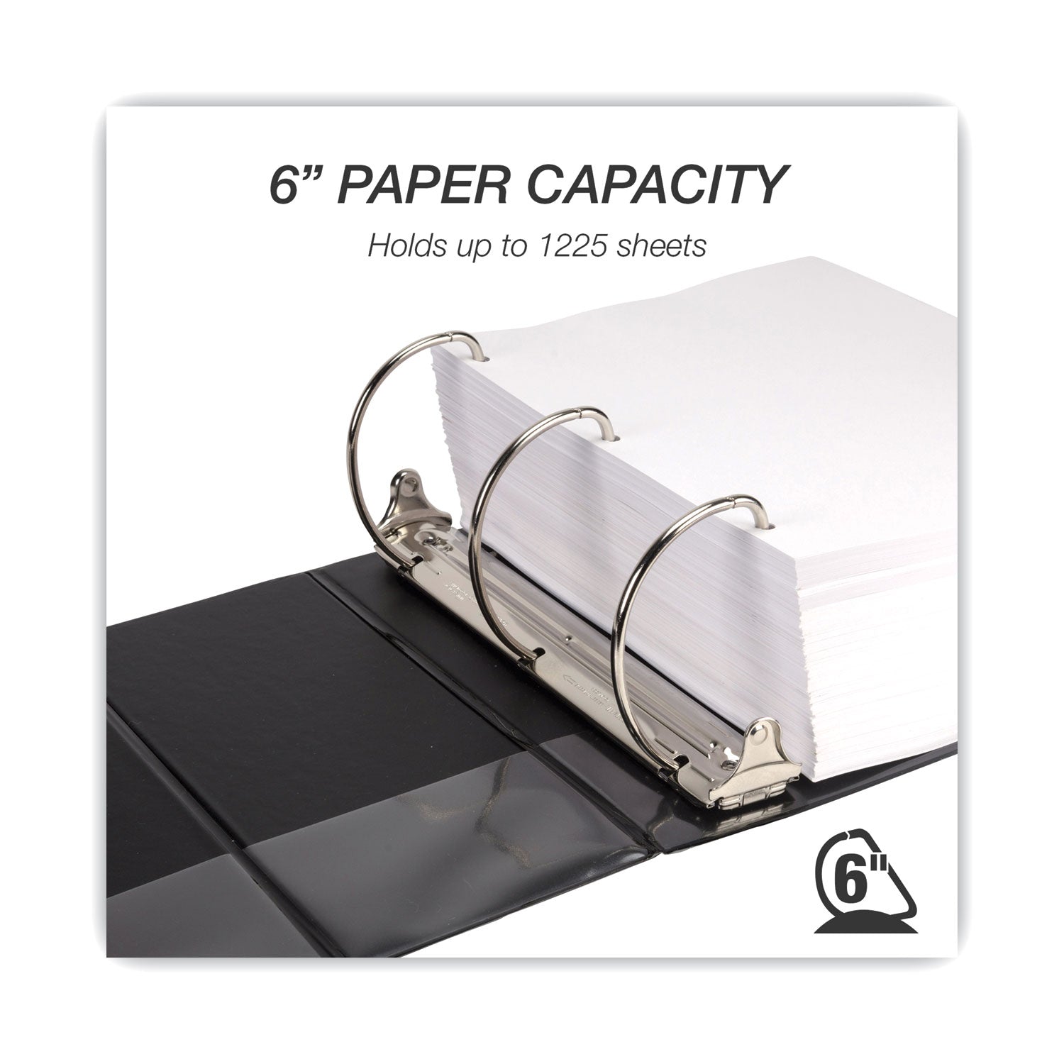 Nonstick D-Ring View Binder, 3 Rings, 6" Capacity, 11 x 8.5, Black -