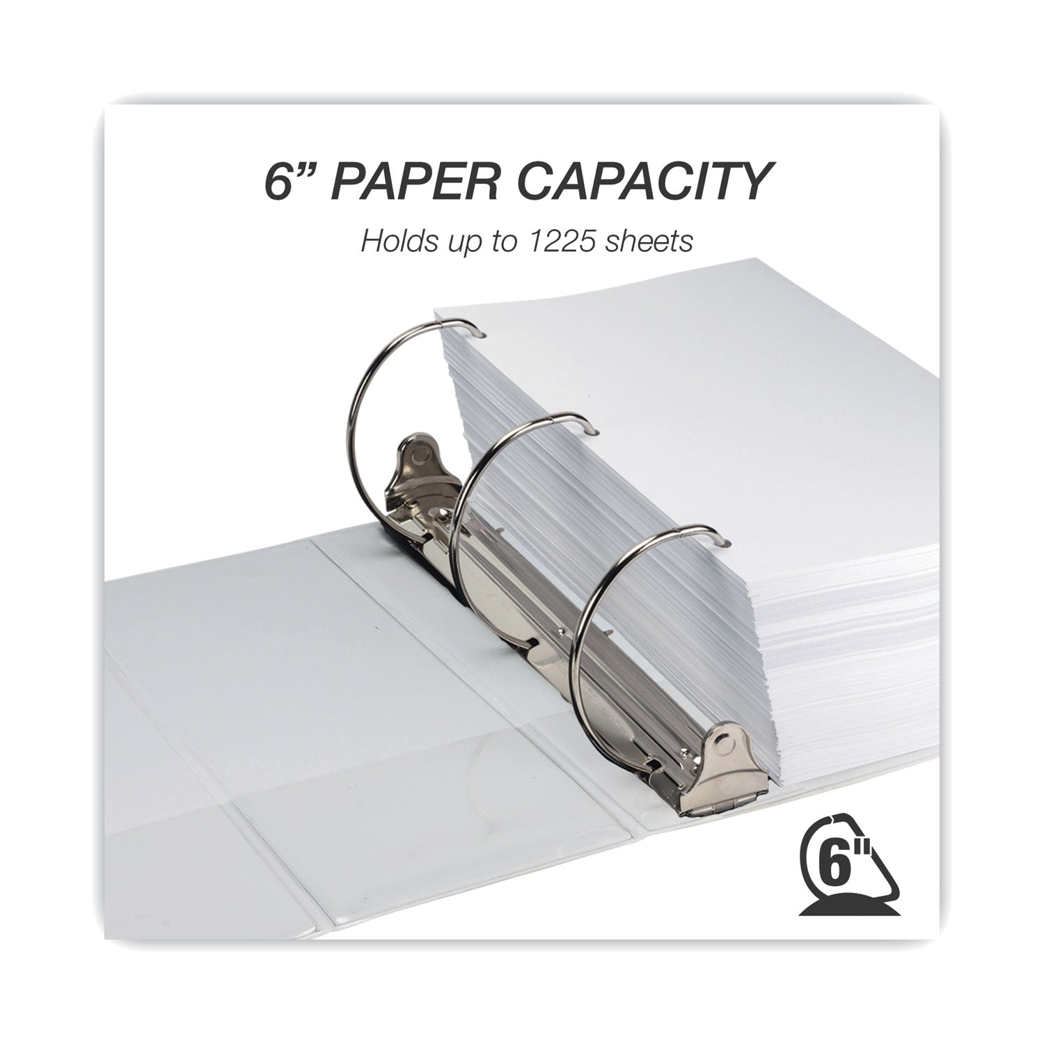 Nonstick D-Ring View Binder, 3 Rings, 6" Capacity, 11 x 8.5, White -